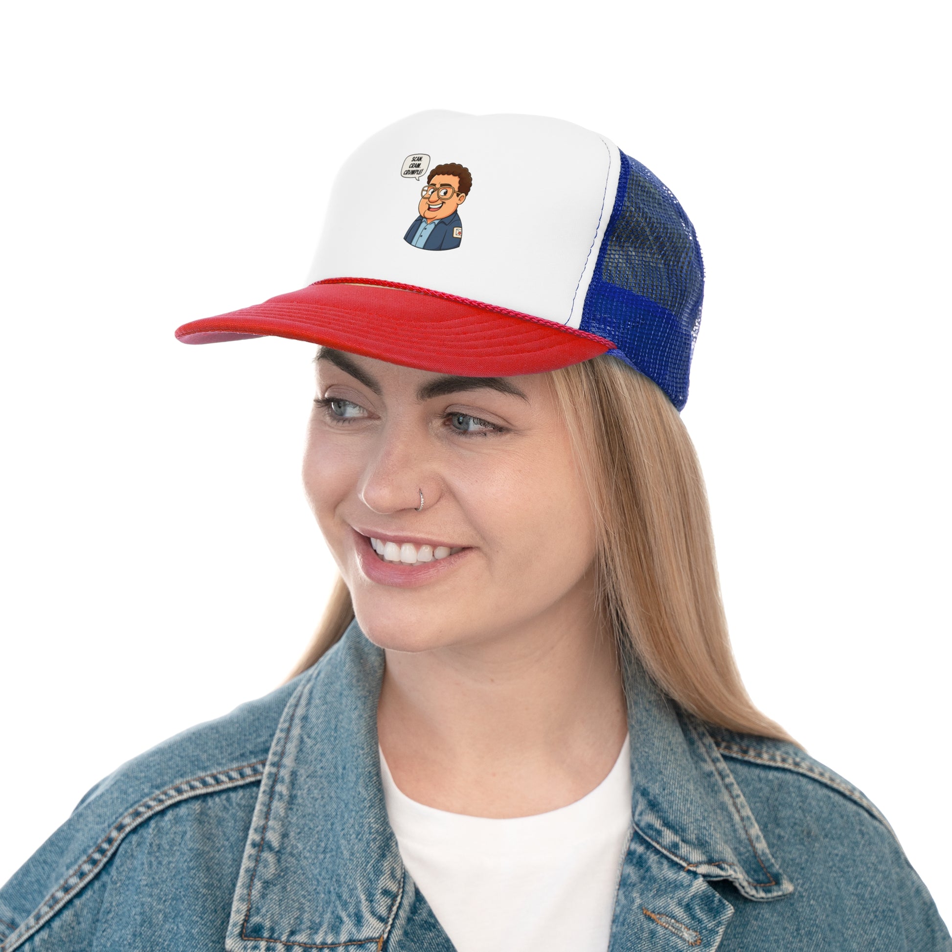 Whimsical Trucker Cap with Cartoon Design, Funny Hat for Casual Wear, Gift for Friends, Unique Cap for Summer Adventures