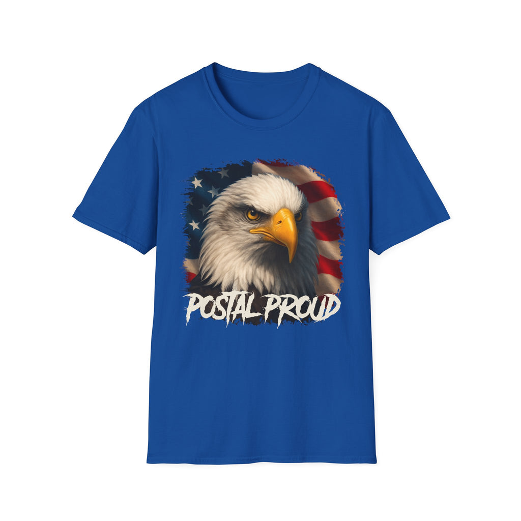 "Postal Proud" T-Shirt - American Flag Bald Eagle Graphic Tee Gift Ideas for Postal Workers