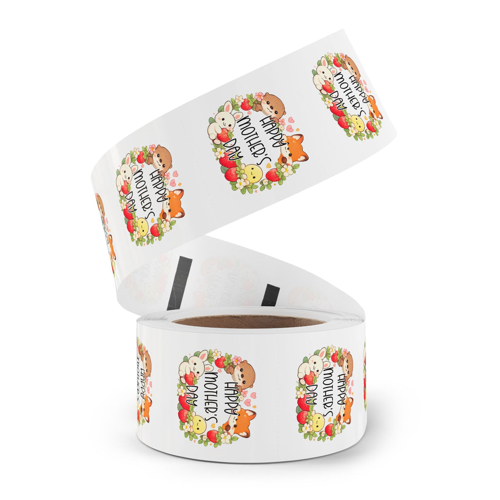 Happy Mother's Day Sticker Roll— Cute Animal Wreath "Happy Mother's Day" Roll Stickers for Mother’s Day