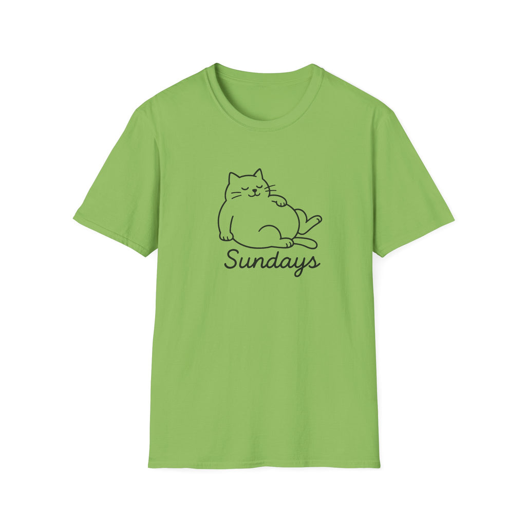 Chill Cat Sundays T-Shirt | Softstyle Unisex Tee for Cat Lovers | Fun Casual Wear, Gift for Birthdays, Lazy Days, Pet Lovers