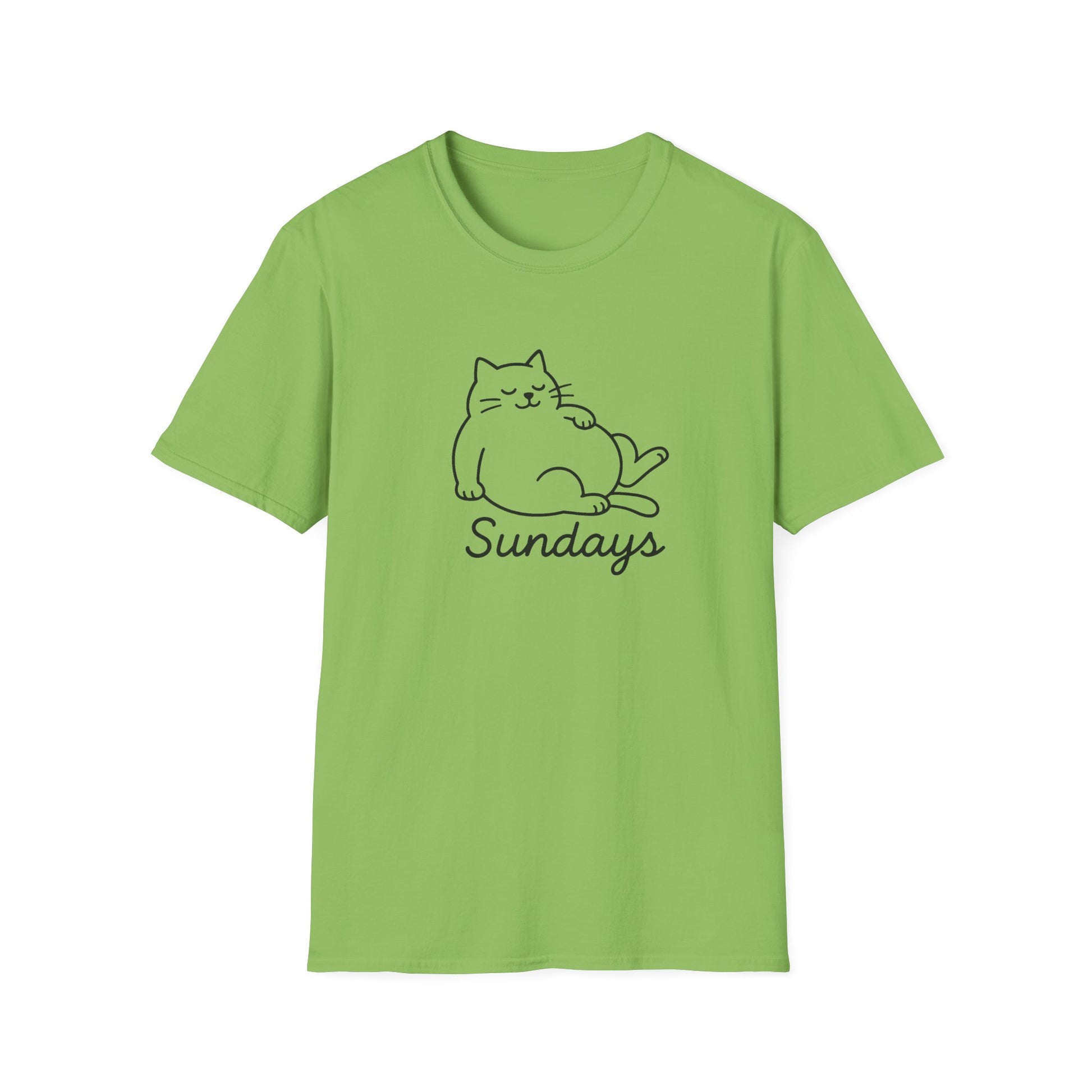 Chill Cat Sundays T-Shirt | Softstyle Unisex Tee for Cat Lovers | Fun Casual Wear, Gift for Birthdays, Lazy Days, Pet Lovers