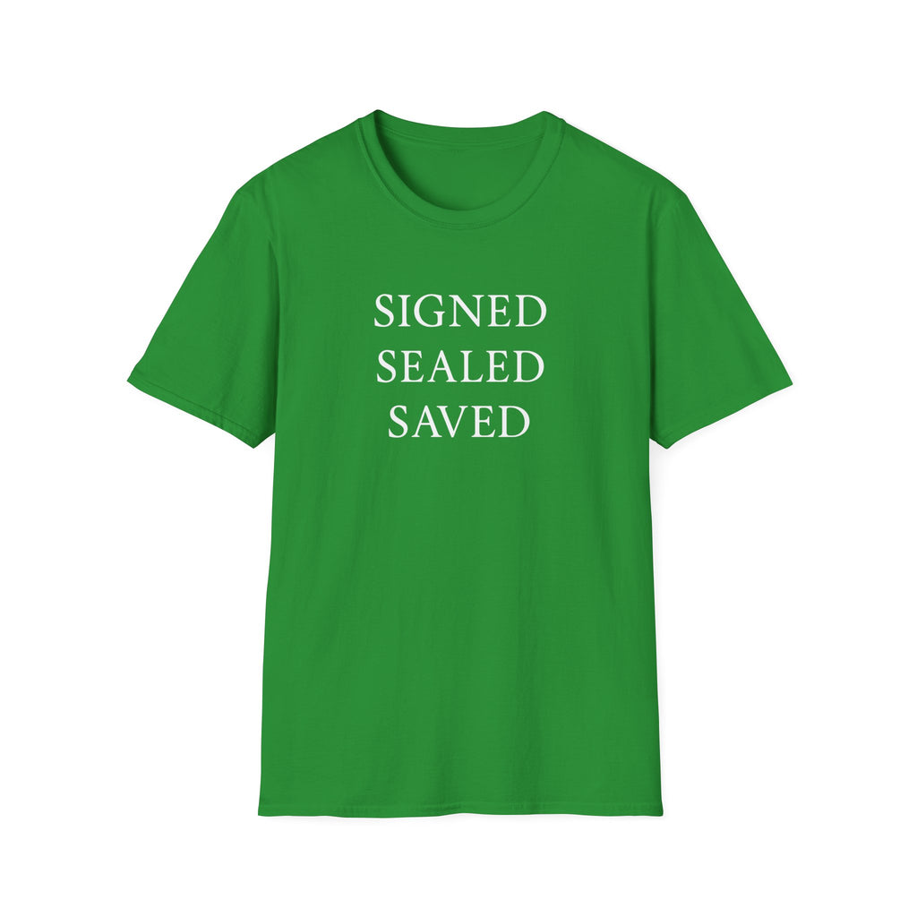 Signed Sealed Saved - Faith-Based Unisex T-Shirt, Christian T-Shirt, Gift Ideas For Christians, Gift Ideas For Postal Workers