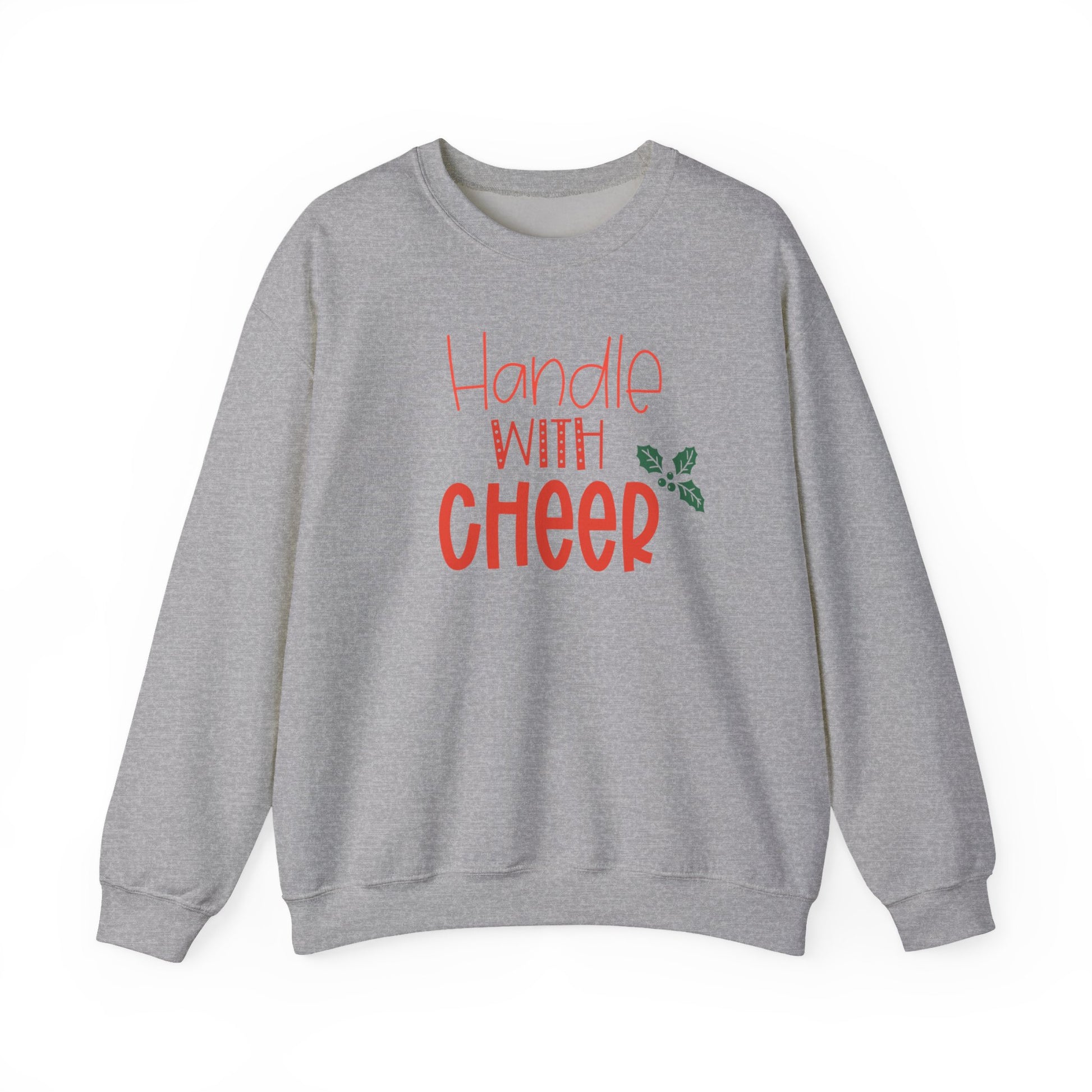 Handle With Cheer Design Christmas Crewneck Sweatshirt, Holiday Sweatshirts, Cute Holiday Postal Sweatshirts