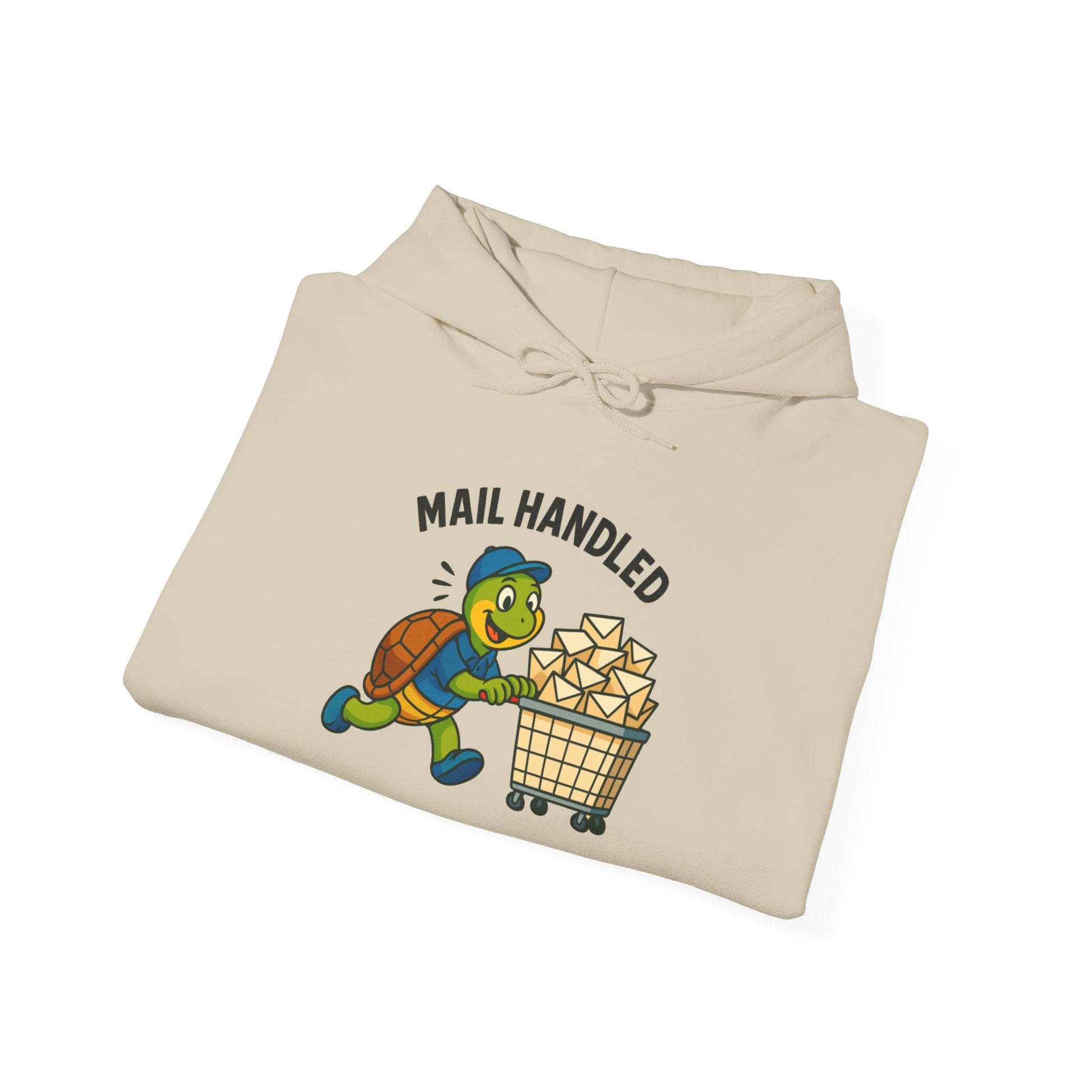 Playful Turtle Mail Handled Hoodie, Funny Sweatshirt, Cute Gifts for Animal Lovers, Cozy Unisex Apparel, Casual Everyday Wear