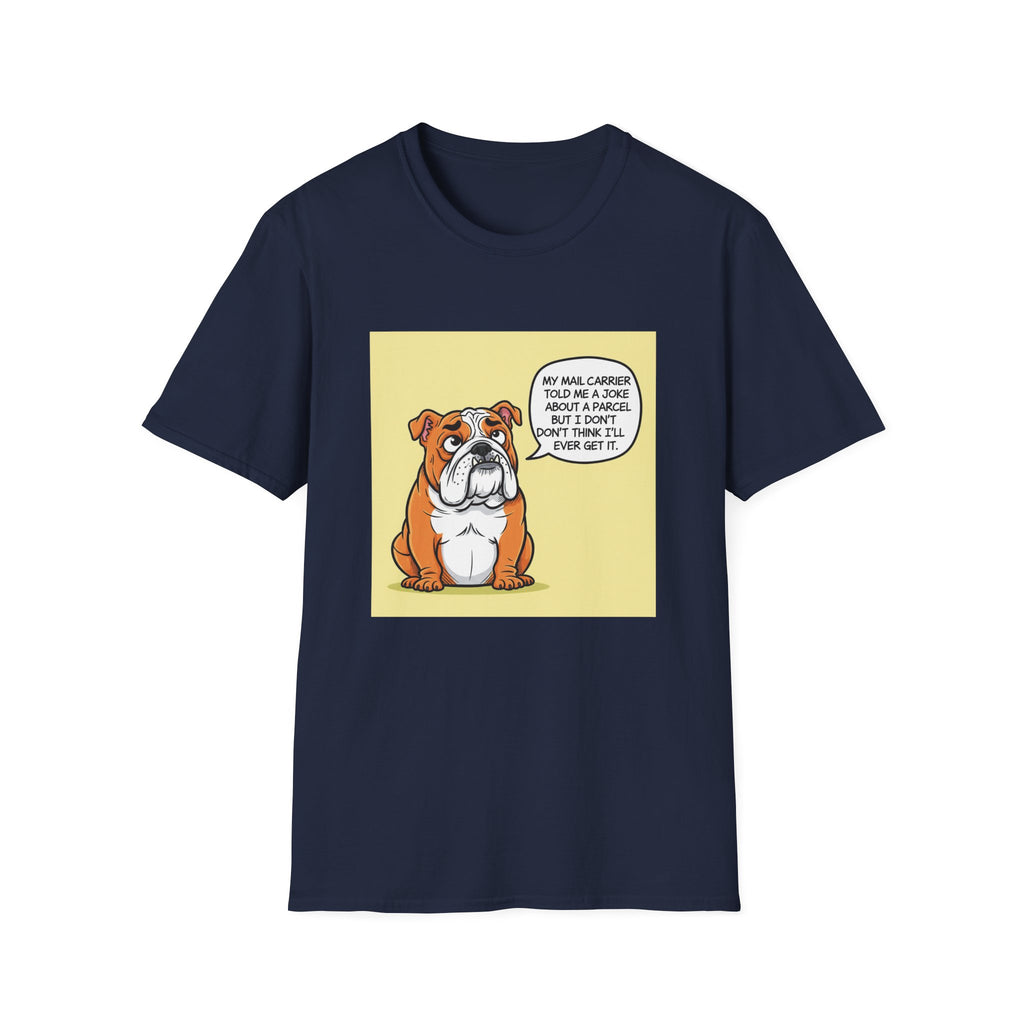 Funny Dog Graphic T-Shirt, Unisex Softstyle Tee, Pet Lover Gift, Animal Humor Shirt, Cute Bulldog Design