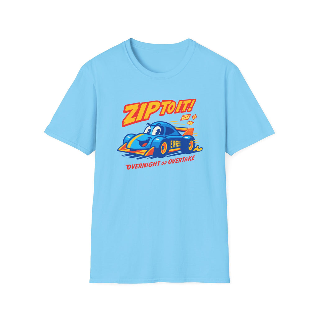 Race-Themed Unisex Softstyle T-Shirt | 'ZIP TO IT' Graphic Tee, Perfect for Car Lovers, Birthday Gift, Motorsport Fans, Casual Wear