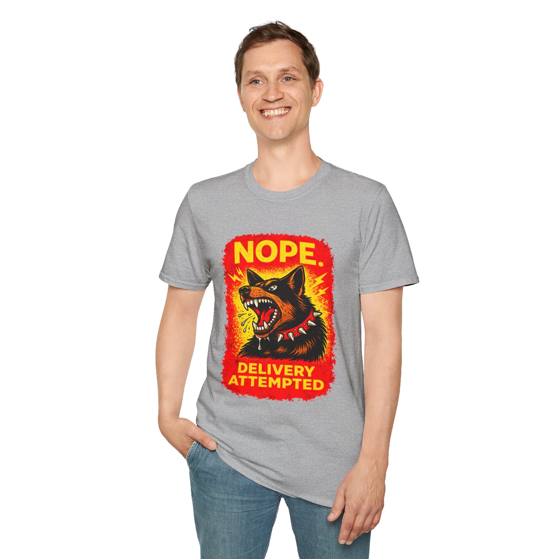 Nope Delivery Attempted T-Shirt — Funny Guard Dog Graphic Tee