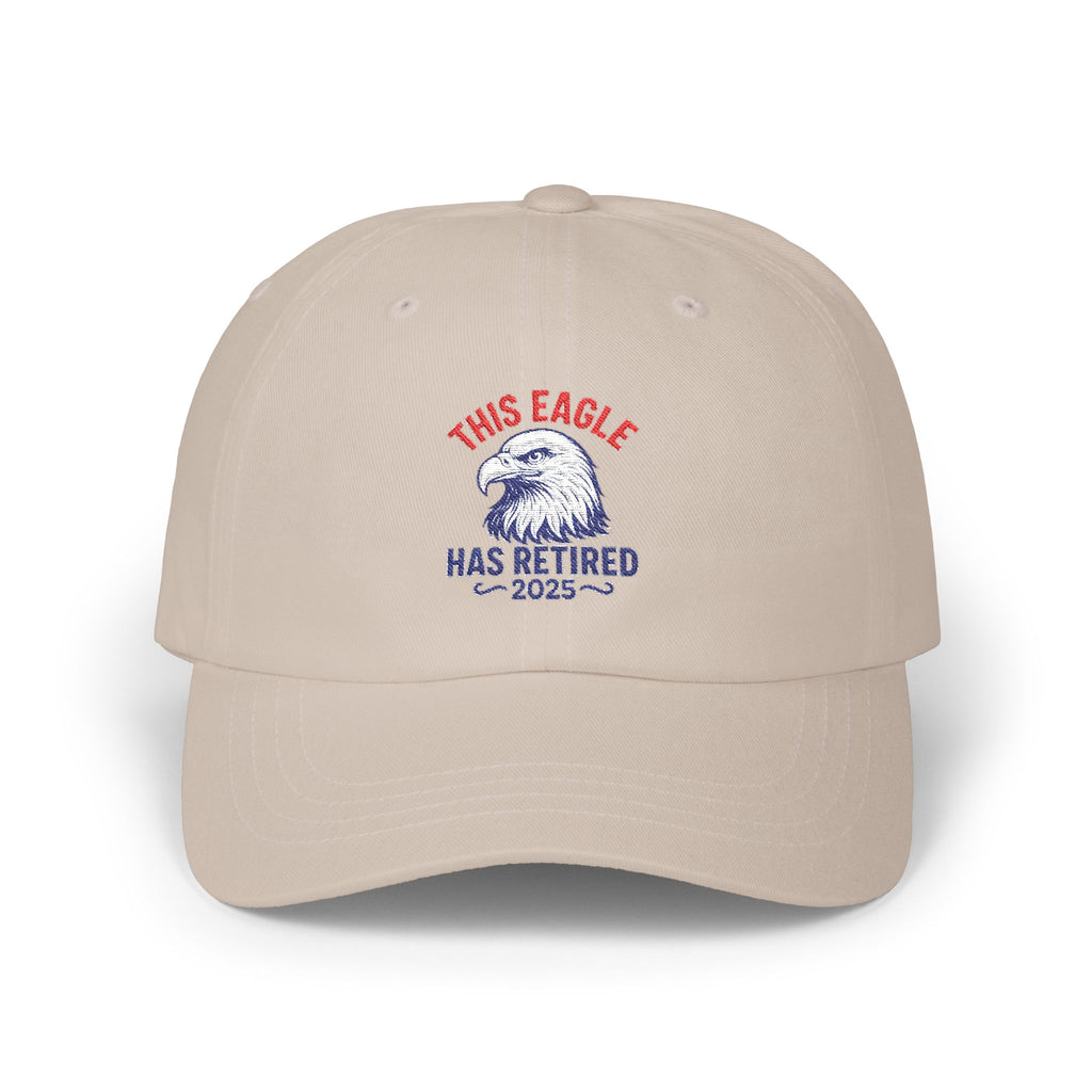 “This Eagle Has Retired” ,Retirement Eagle Dad Cap - Funny Gift for Retired Dads, White Classic Cap, Inspirational Gifts, Gifts For Postal Workers, Inspirational Gift Ideas
