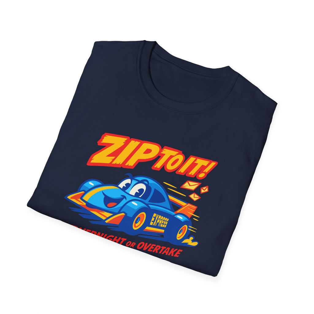 Race-Themed Unisex Softstyle T-Shirt | 'ZIP TO IT' Graphic Tee, Perfect for Car Lovers, Birthday Gift, Motorsport Fans, Casual Wear