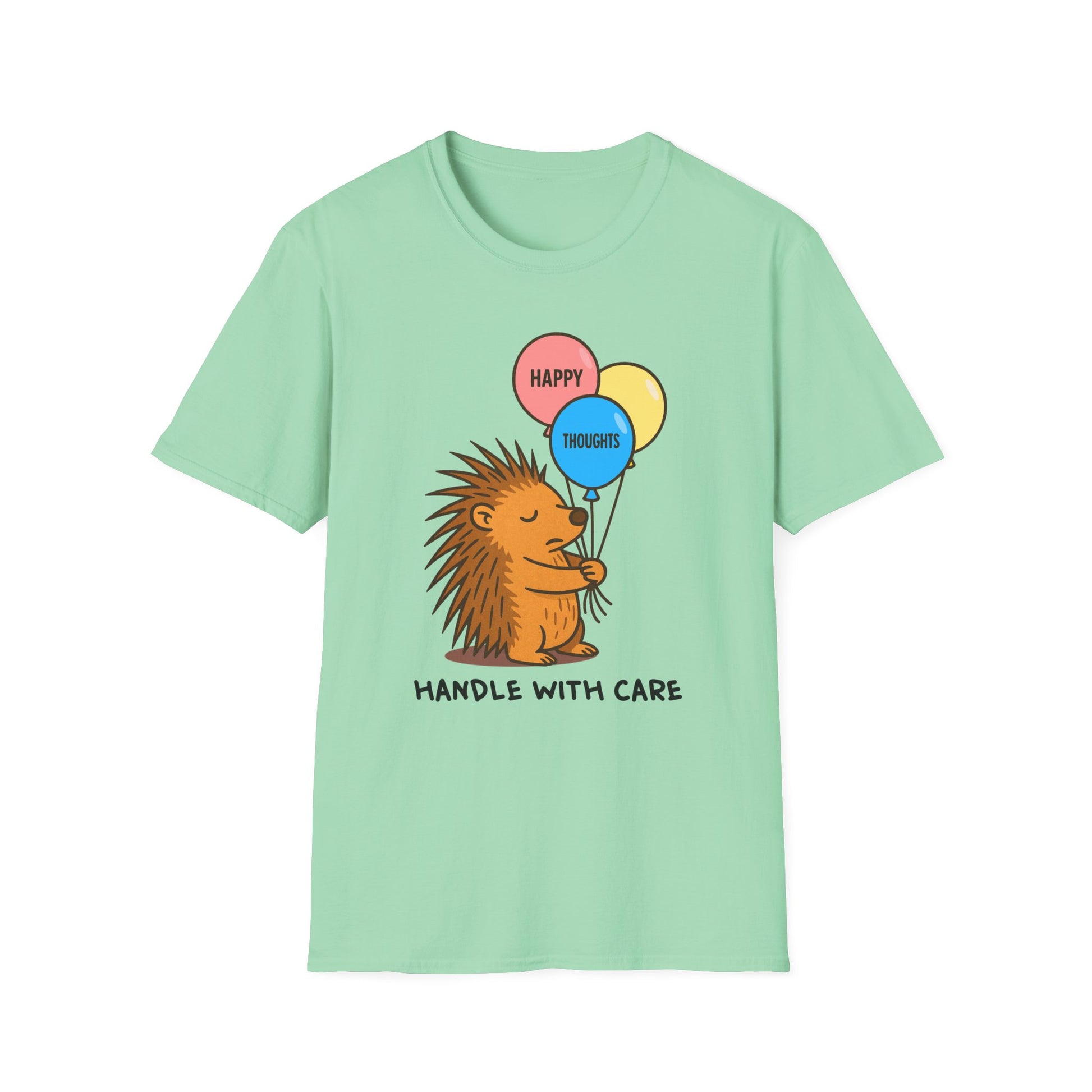 Happy Hedgehog T-Shirt, Cute Animal Tee, Unisex Softstyle Shirt, Gift for Postal Workers & Mail Carriers, Birthday Present, Casual Wear