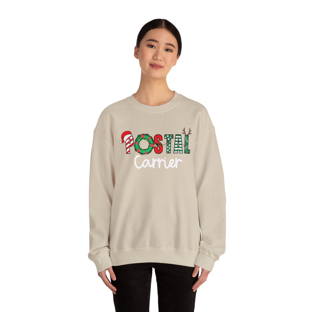Festive Holiday Postal Carrier Sweatshirt, Cozy Crewneck for Mail Lovers, Holiday Apparel, Christmas Gift, Unisex Sweater