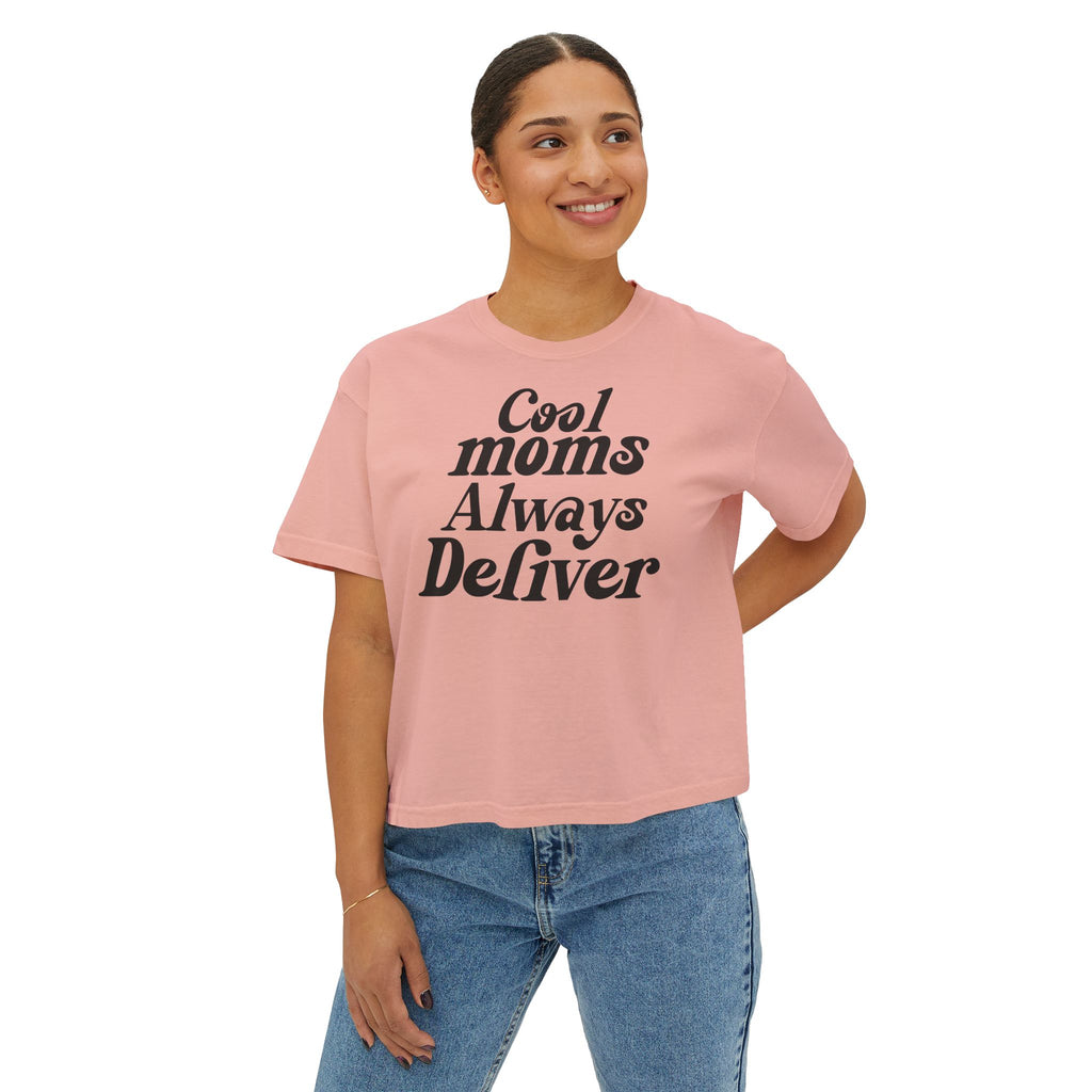 Cool Moms Always Deliver Boxy Tee – Funny Mail Worker Shirt, Postal Mom Gift, Cute Delivery Worker T-Shirt, Relaxed Fit Women’s Tee