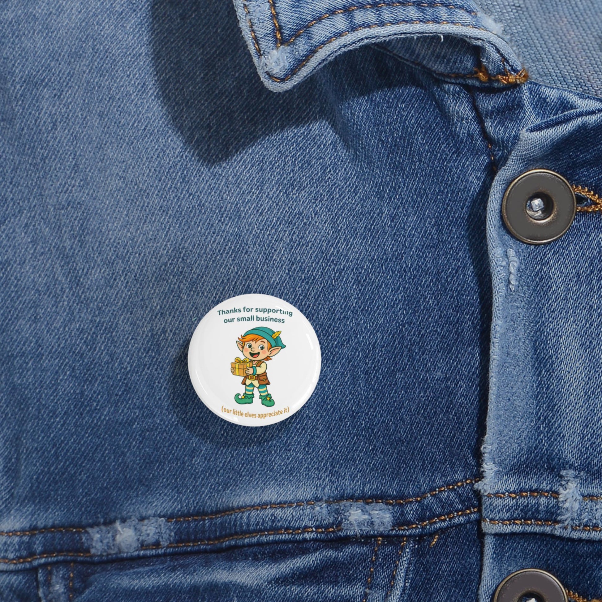 Round Pin Button — "Thanks for Supporting Our Small Business" Pin Back Buttons for Small Business Owners