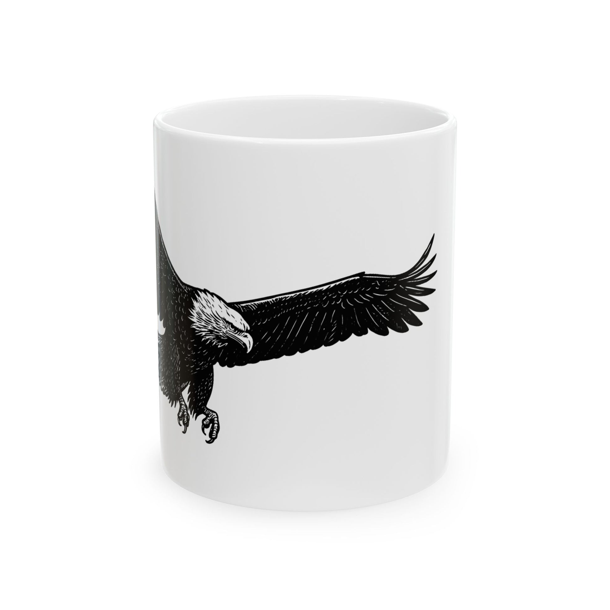 Eagle Flight Ceramic Mug – Vintage Black Soaring Eagle Coffee Cup (11oz, 15oz)