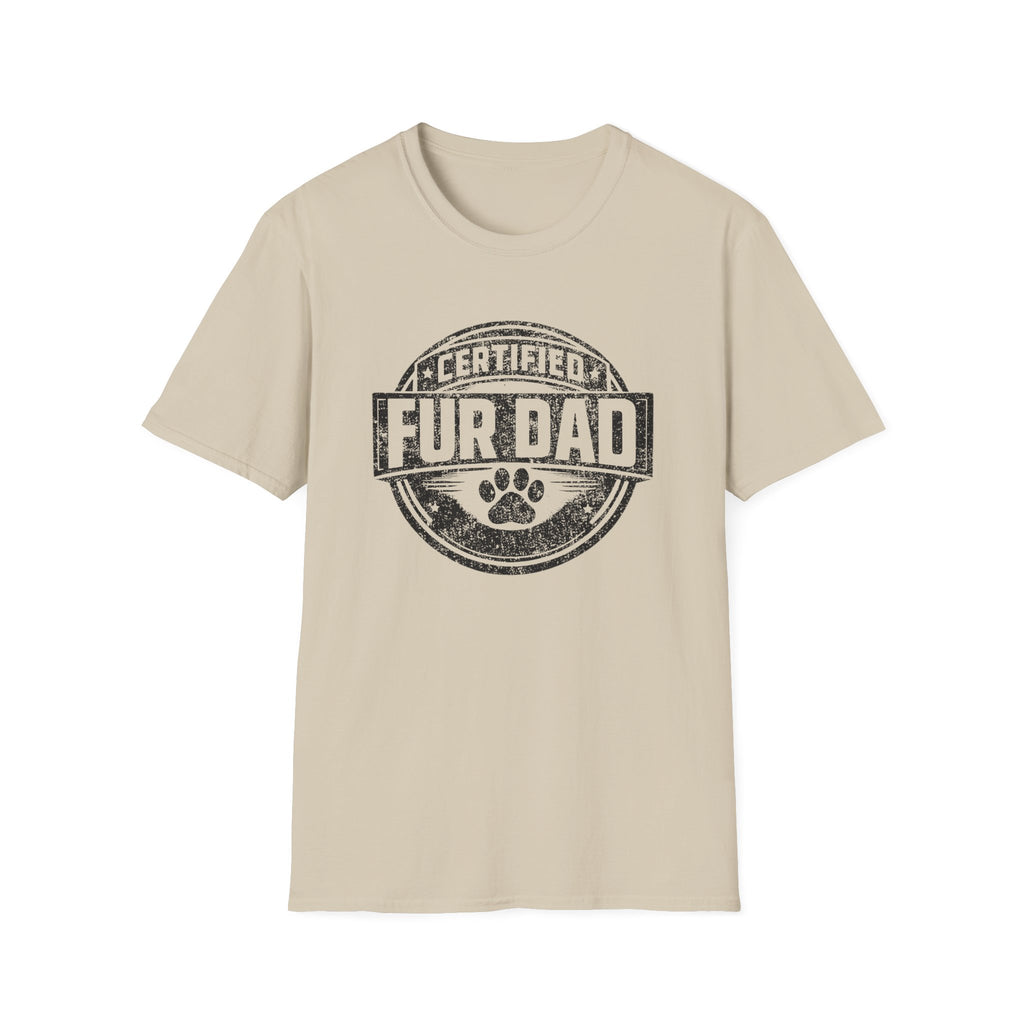 Certified Fur Dad T-Shirt — Distressed Graphic tee, Vintage Paw Print Design for Dog & Cat Fathers Mail Carriers
