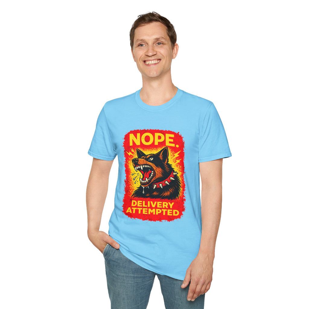 Nope Delivery Attempted T-Shirt — Funny Guard Dog Graphic Tee