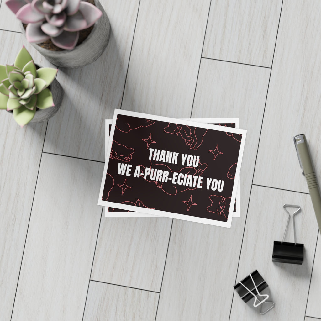 Funny Thank You Card Insert | Cat Pun Packaging Card | Small Business Thank You Insert | “We A-Purr-eciate You” | Cute Cat Branding Card