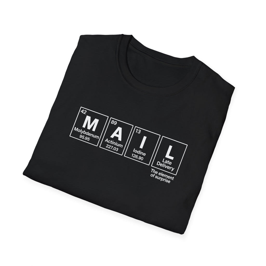 Postal, Chemistry Inspired Unisex T-Shirt - 'MAIL' Graphic Tee, Science Lover Gift, Casual Wear, Birthday Present, Unique Apparel