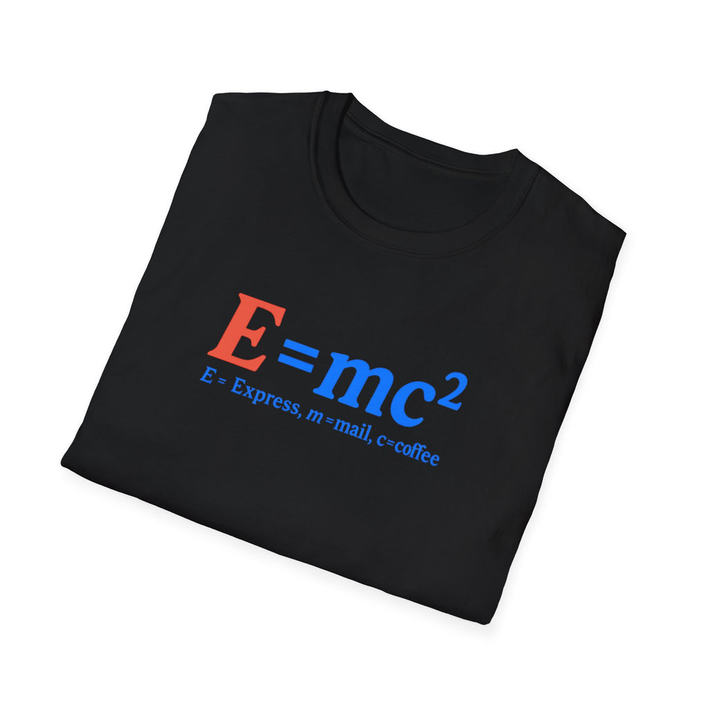 E=mc Unisex Softstyle T-Shirt - Science Tee for Math Lovers, Geek Clothing, Gift for Students, Casual Wear, Educational Apparel