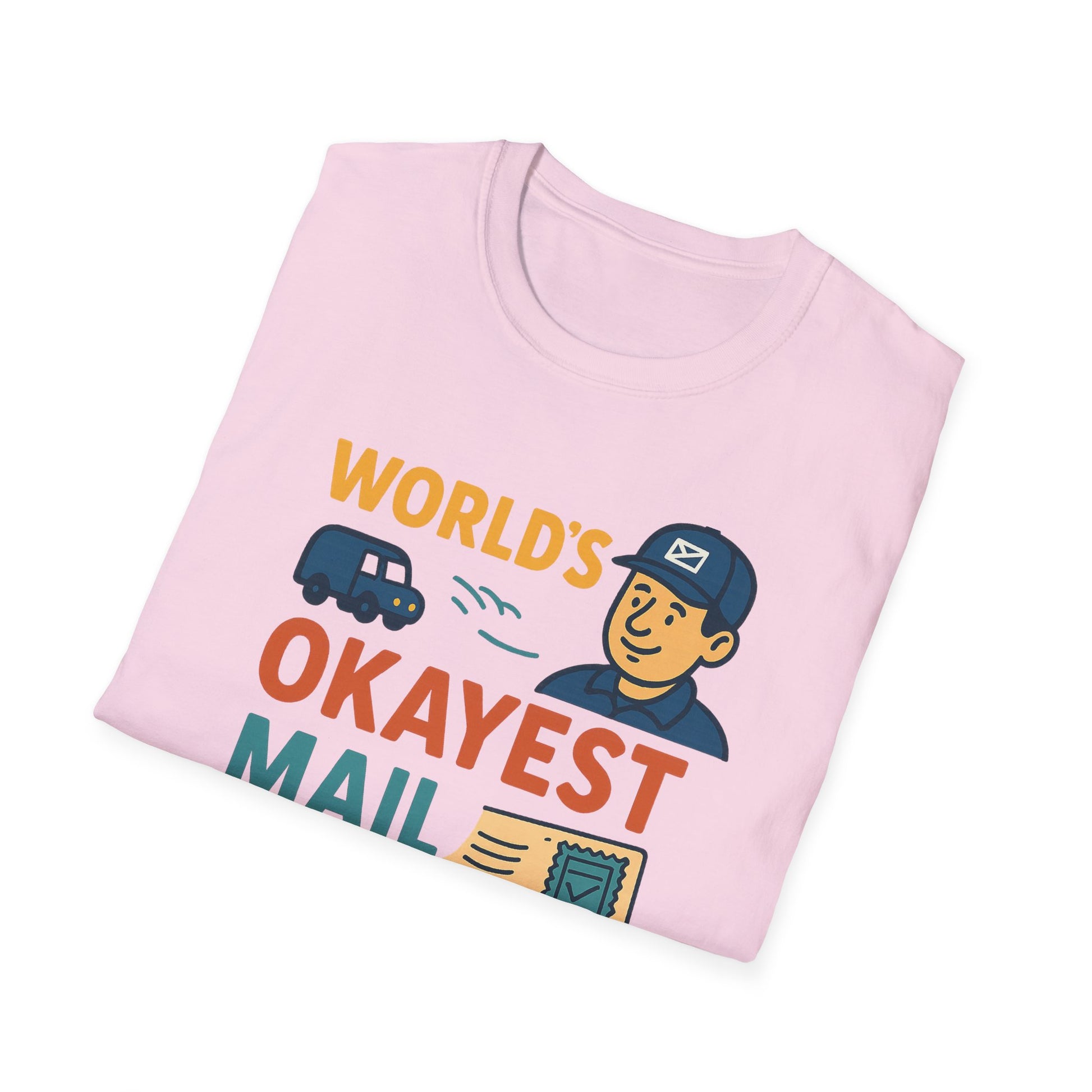 World's Okayest Mail Carrier T-Shirt, Funny Postal Worker Gift, Unisex Softstyle Tee, Unique Delivery carrier Shirt, Casual Everyday Wear