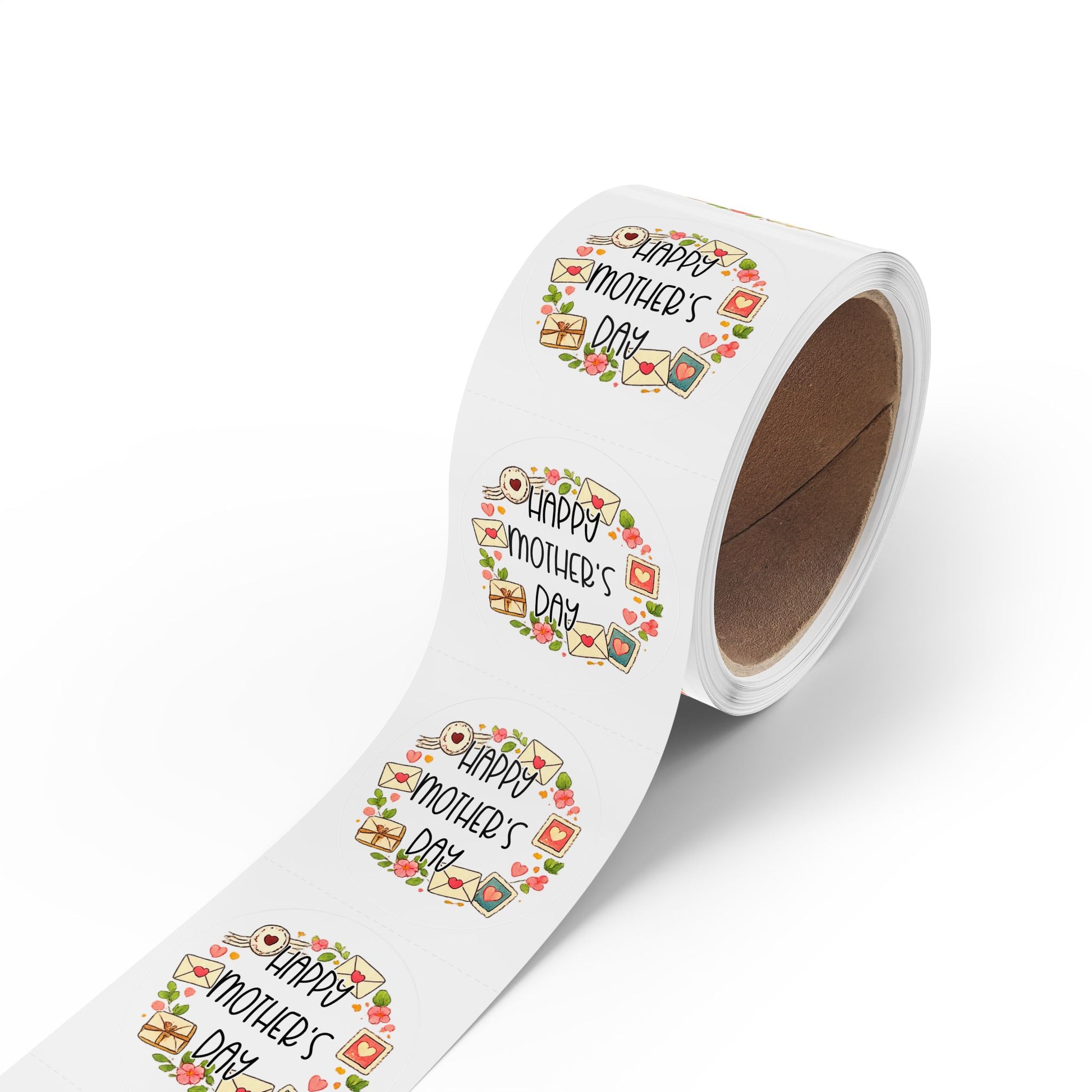 Happy Mother's Day Round Sticker Roll — Happy Mother’s Day Envelope  Seal, Floral Mail Envelope Labels for Gifts & Cards