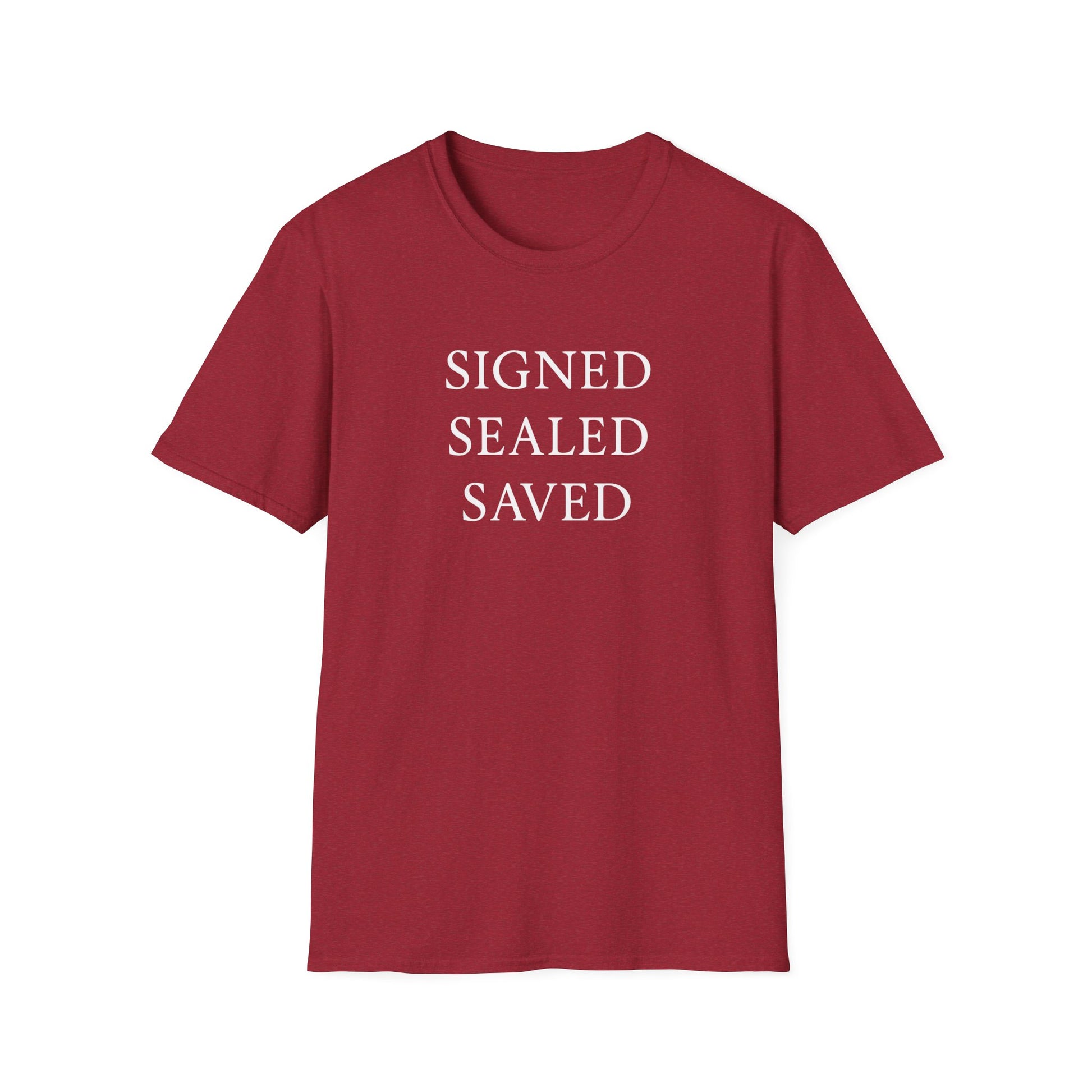 Signed Sealed Saved - Faith-Based Unisex T-Shirt, Christian T-Shirt, Gift Ideas For Christians, Gift Ideas For Postal Workers