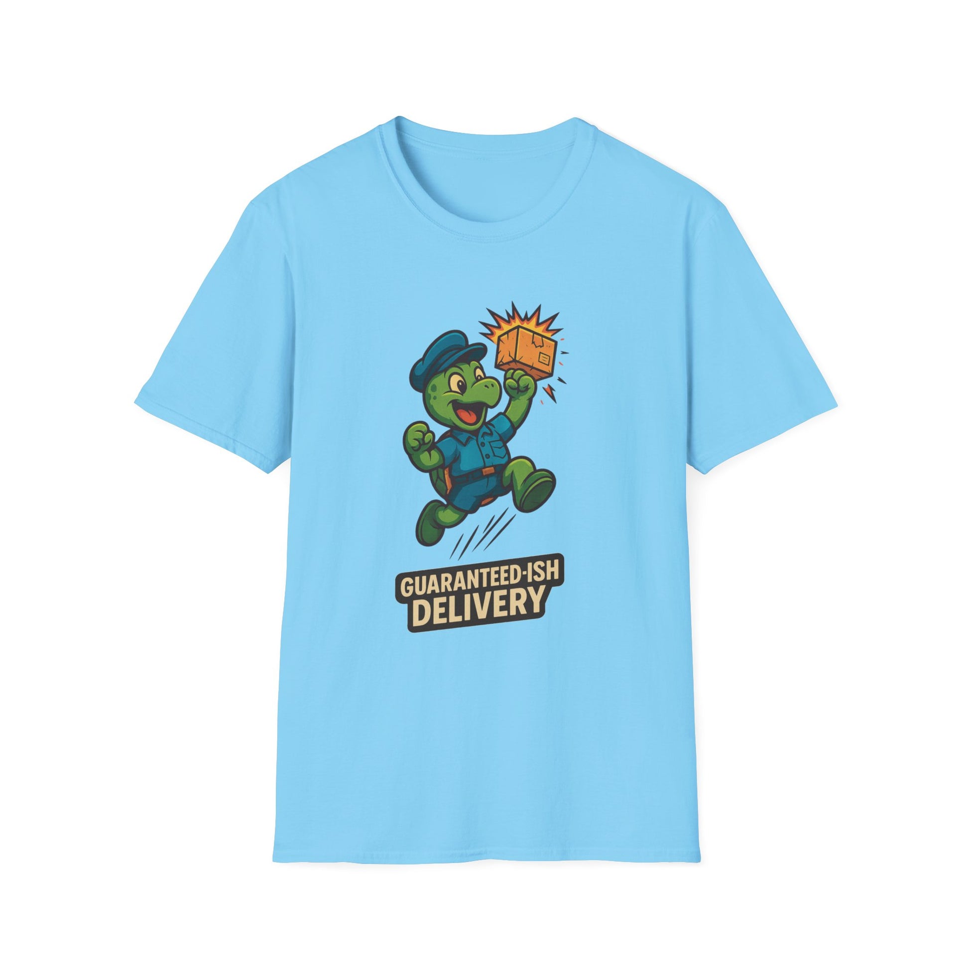 Funny Delivery T-Shirt, Guaranteed-ish Delivery Tee, Unisex Softstyle Shirt, Gift for Delivery Drivers, Quirky Humor Apparel