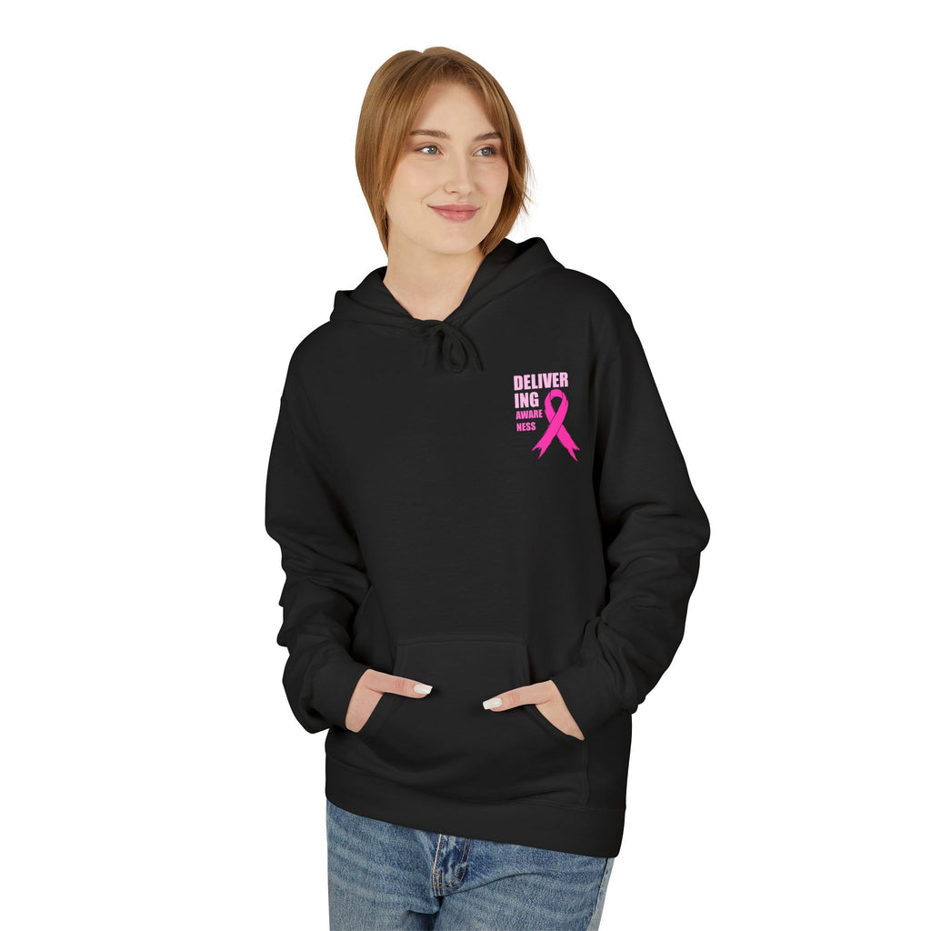 Breast Cancer Awareness Hoodie — Pink Ribbon "Delivering Awareness" Pullover Hoodie