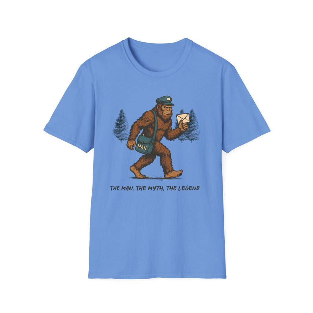 Sasquatch Mail Unisex T-Shirt | The Man, The Myth, The Legend | Postal Carrier, Perfect for Nature Lovers, Gifts, and Funny Graphic Tees