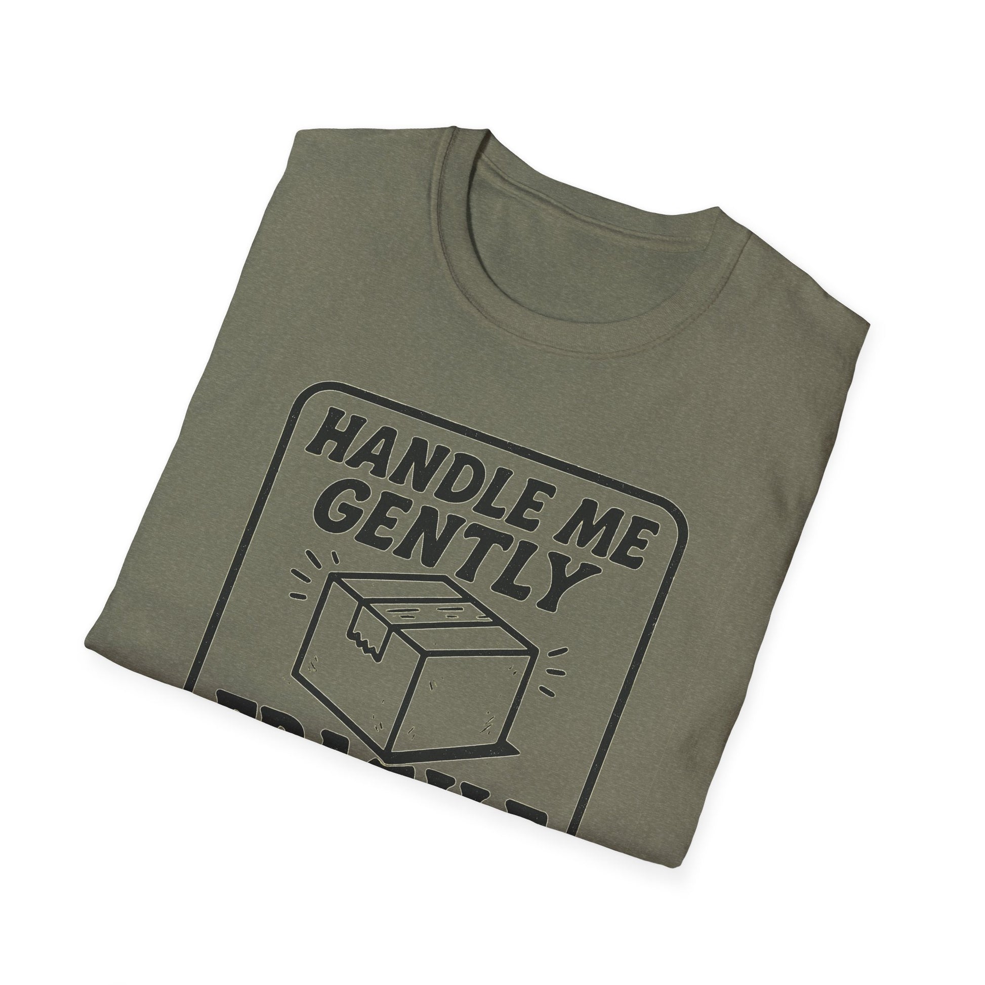 Handle Me Gently T-Shirt, Unisex Cute Tee, Gift for Friends, Postal Humor Shirt, Fun Casual Wear