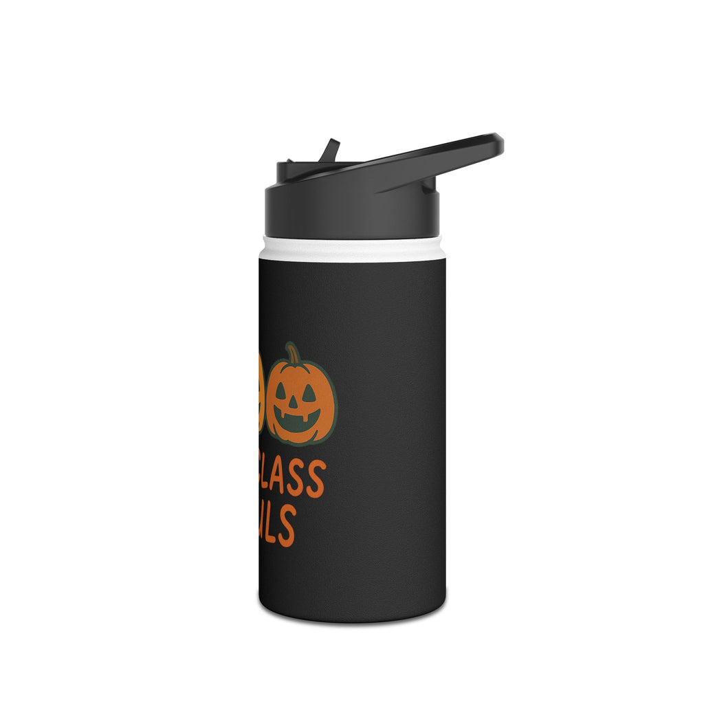 Halloween Stainless Steel Water Bottle, First Class Ghouls Design, Trick or Treat Gift, Durable Travel Flask, BPA-Free Drinkware