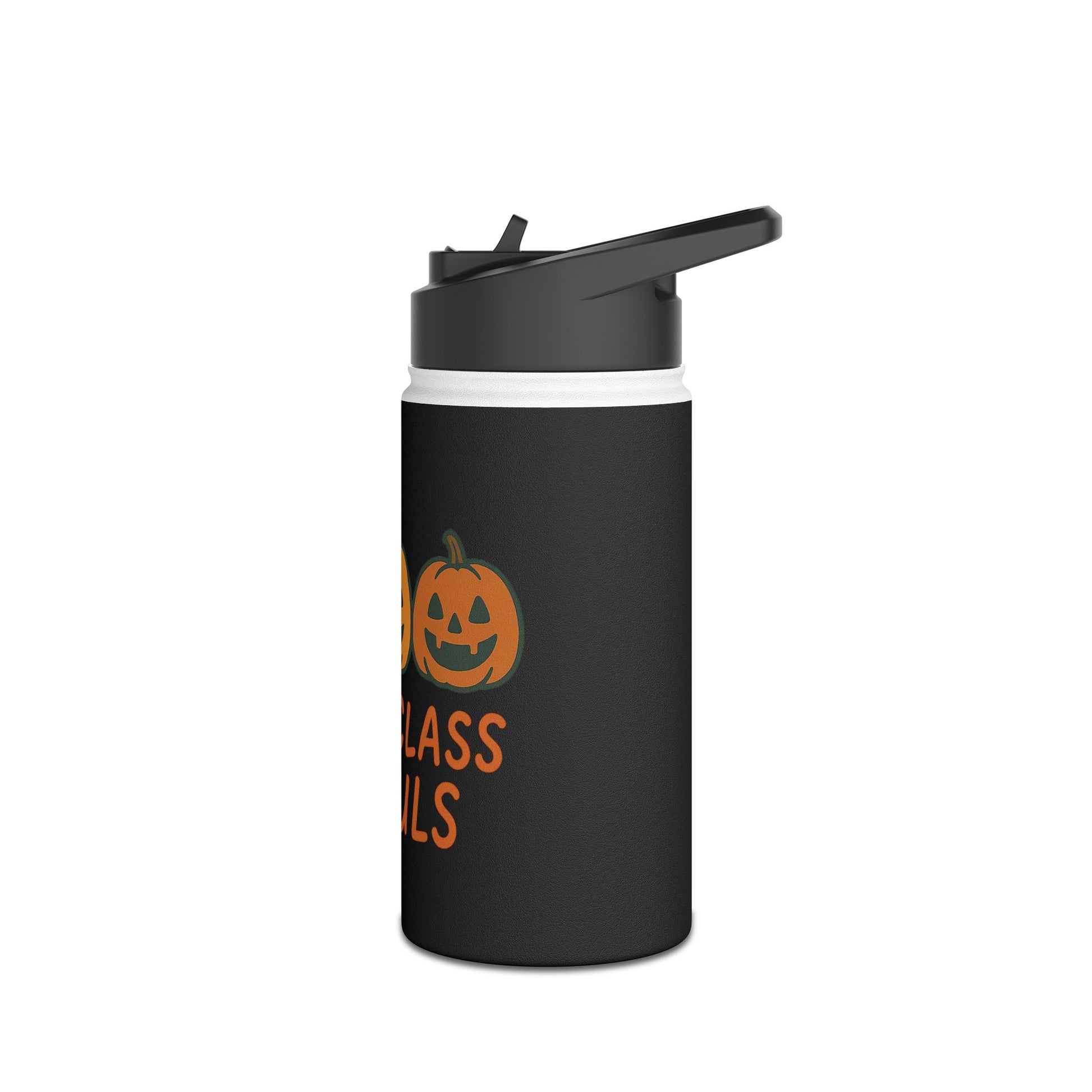 Halloween Stainless Steel Water Bottle, First Class Ghouls Design, Trick or Treat Gift, Durable Travel Flask, BPA-Free Drinkware