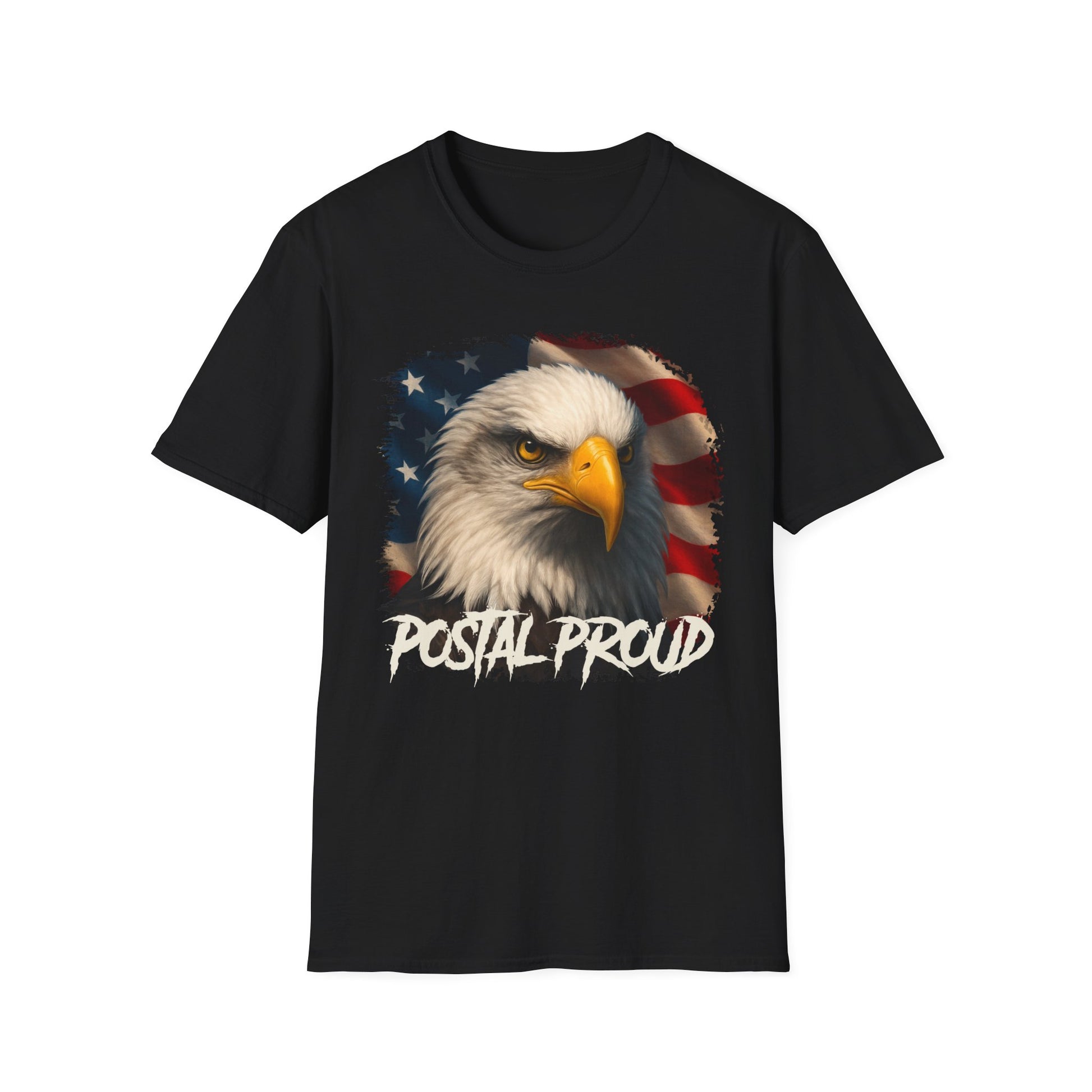 "Postal Proud" T-Shirt - American Flag Bald Eagle Graphic Tee Gift Ideas for Postal Workers