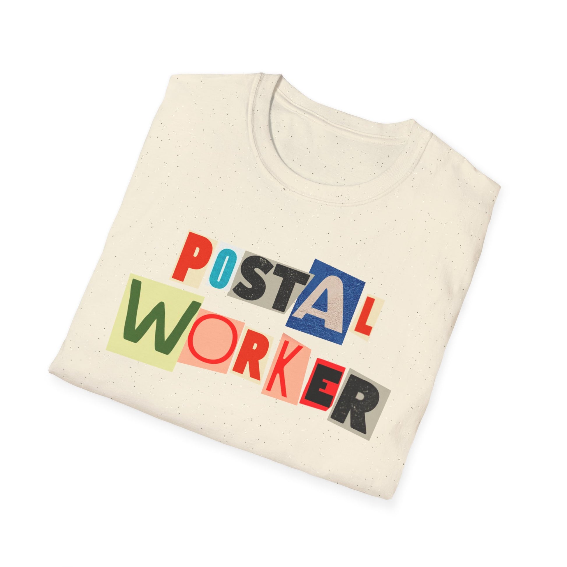 Postal Worker Graphic T-Shirt — Colorful ransom note style graphic tees for postal workers
