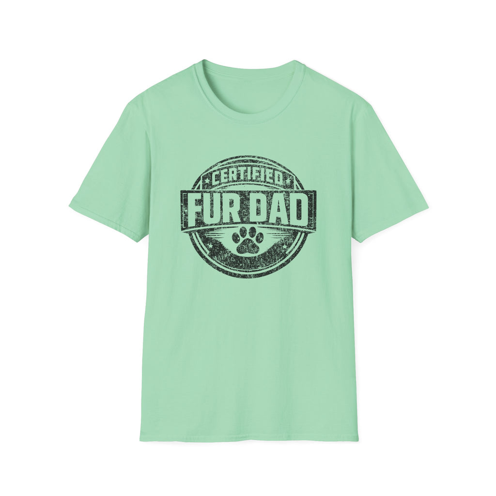 Certified Fur Dad T-Shirt — Distressed Graphic tee, Vintage Paw Print Design for Dog & Cat Fathers Mail Carriers