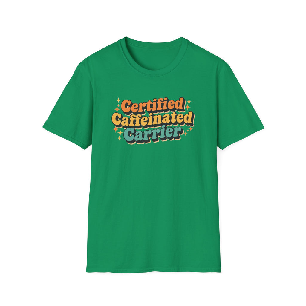 Certified Caffeinated Carrier Unisex Softstyle T-Shirt, Coffee Lover Shirt, Funny Tee, Gift for Baristas, Everyday Casual Wear, Coffee [...]