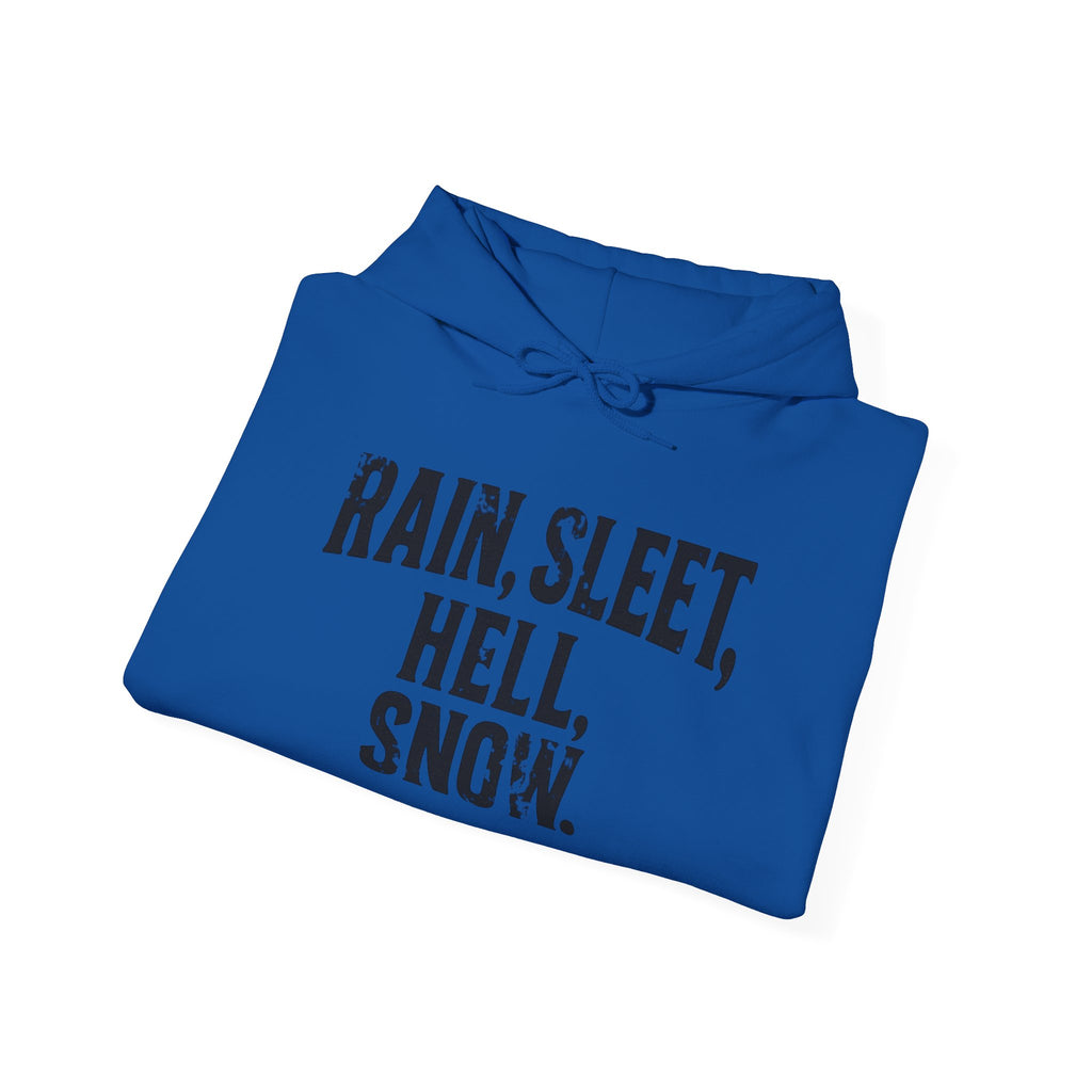 Rain, Sleet, Hell, Snow Unisex Hoodie - Cozy Sweatshirt for All Weather, Perfect Gift for Postal Workers, Weather Lovers, Year-Round Comfort, Casual Style