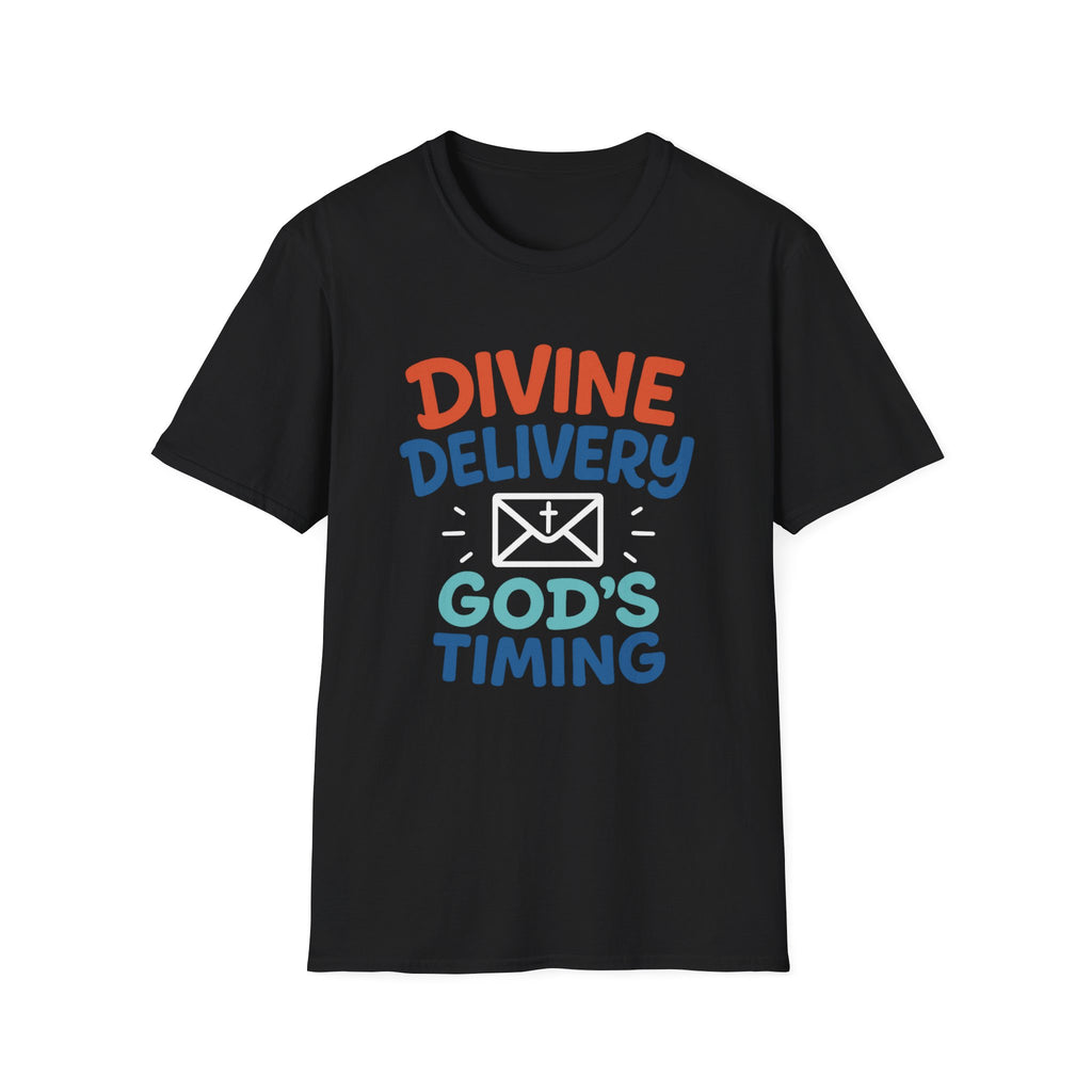 Divine Delivery God's Timing T-Shirt, Unisex Graphic Tee, Inspirational Birth Announcement Shirt, Faith-Based Gift, Religious Apparel