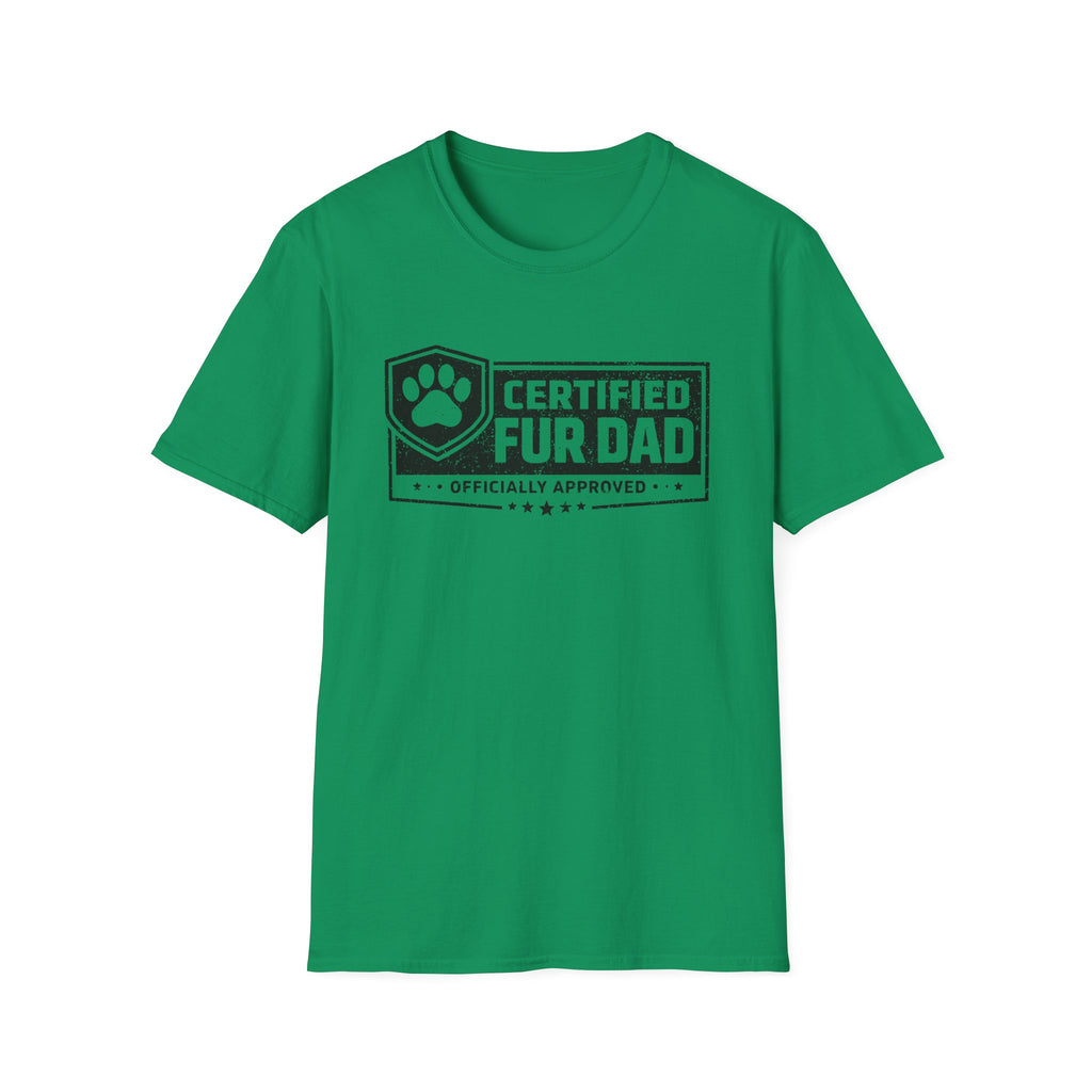 Certified Fur Dad T‑Shirt —Distressed Graphic Tee, Pet Lover Dad Gift, Dog Dads and Cat Dads Postal Workers inspired T-shirt