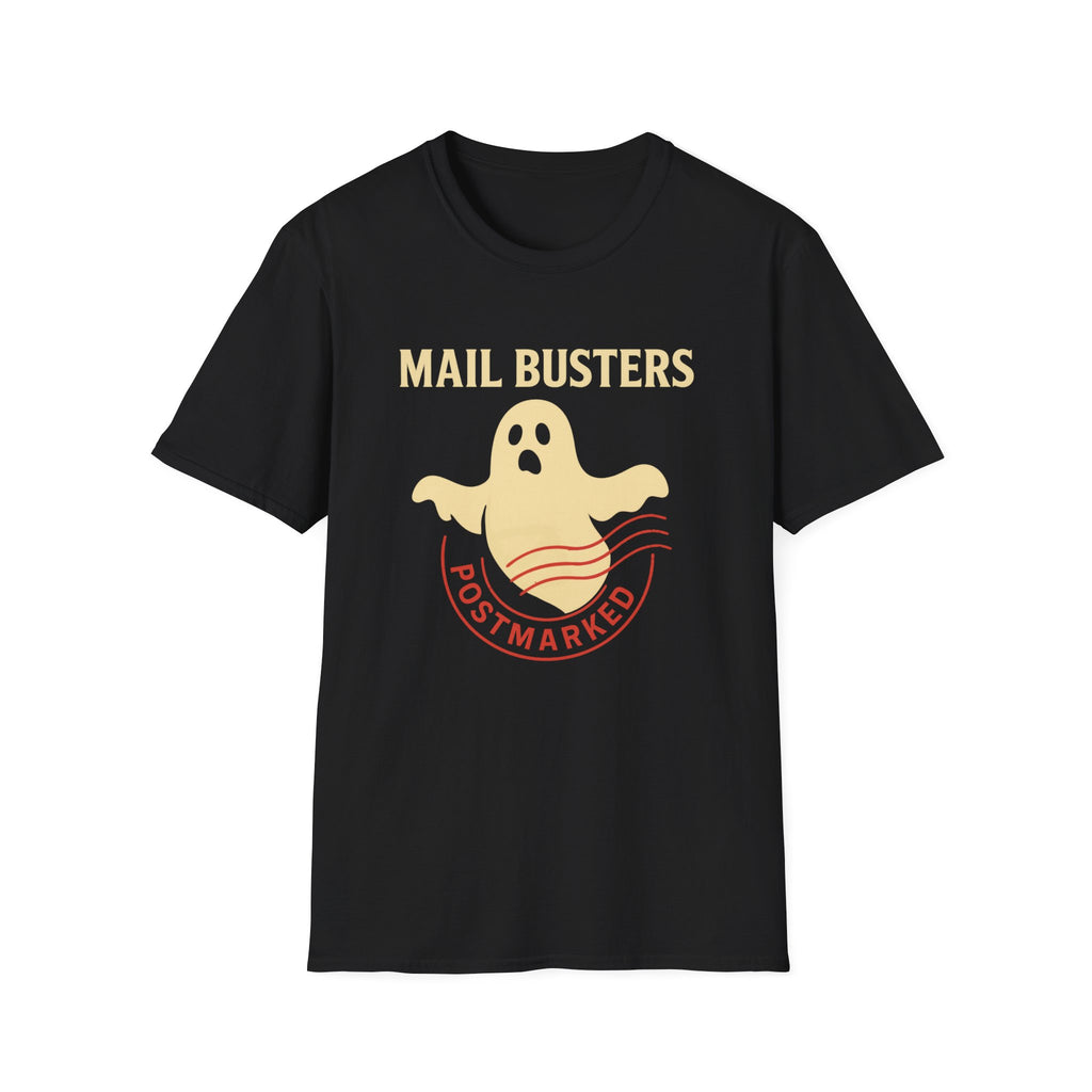 Mail Busters Ghost T-Shirt, Halloween Apparel, Unisex Graphic Tee, Fun Gift for Ghost Lovers, Spooky Season