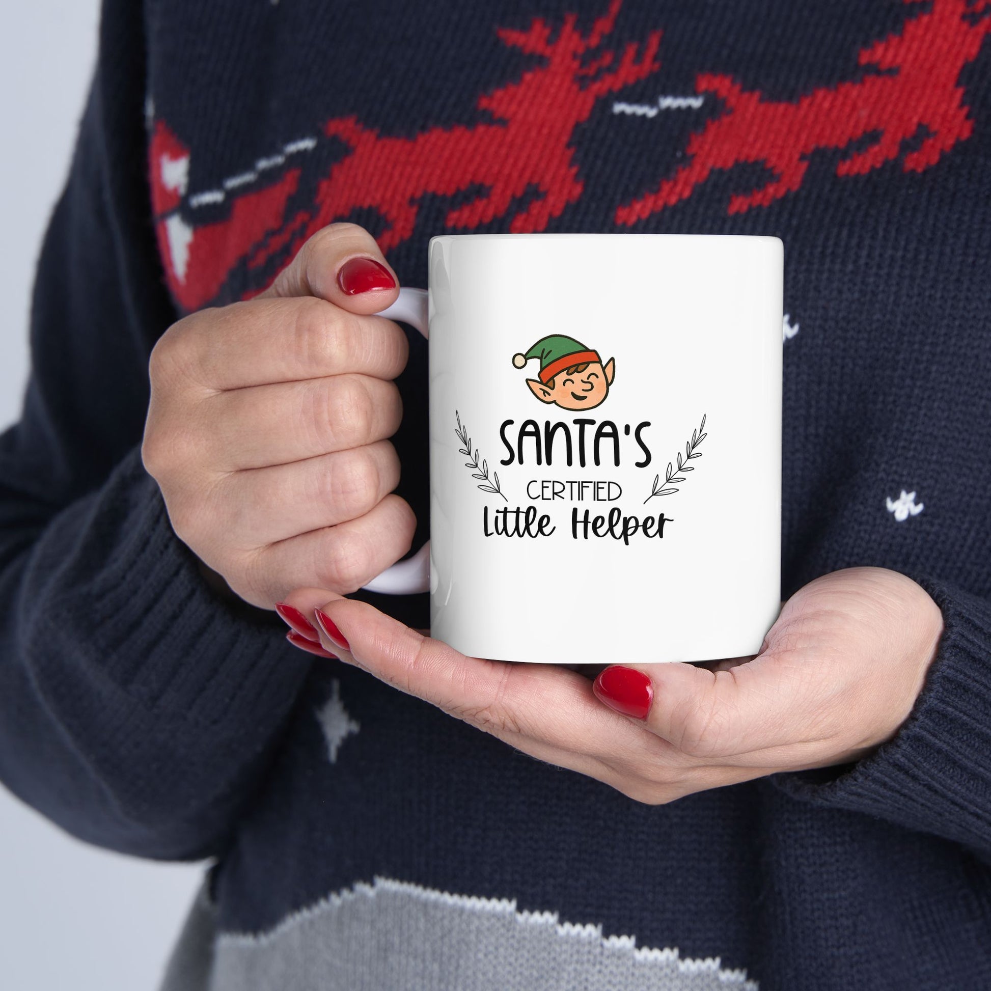 Santa’s Certified Little Helper Ceramic Mug - Motivational Coffee Cup for Home and Office, Gifts for Friends, Tea Lover Mugs, Inspirational Drinkware