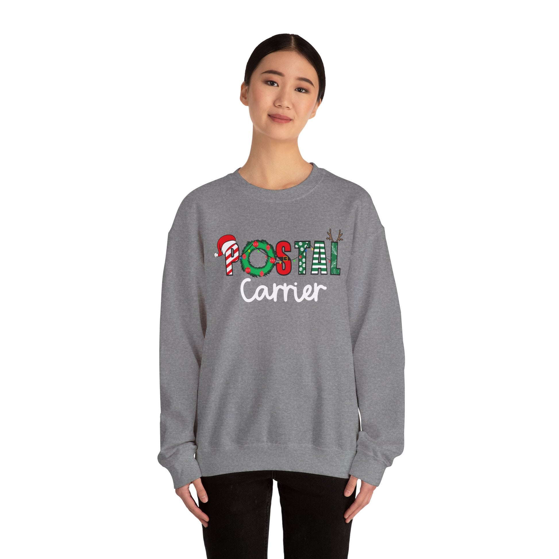 Festive Holiday Postal Carrier Sweatshirt, Cozy Crewneck for Mail Lovers, Holiday Apparel, Christmas Gift, Unisex Sweater