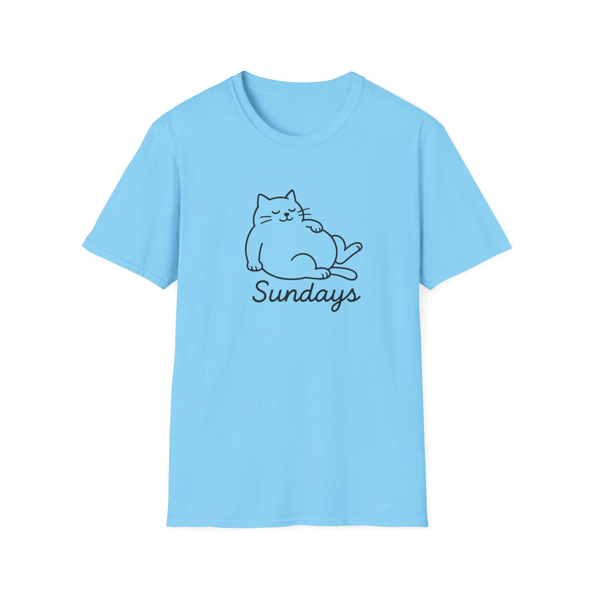 Chill Cat Sundays T-Shirt | Softstyle Unisex Tee for Cat Lovers | Fun Casual Wear, Gift for Birthdays, Lazy Days, Pet Lovers