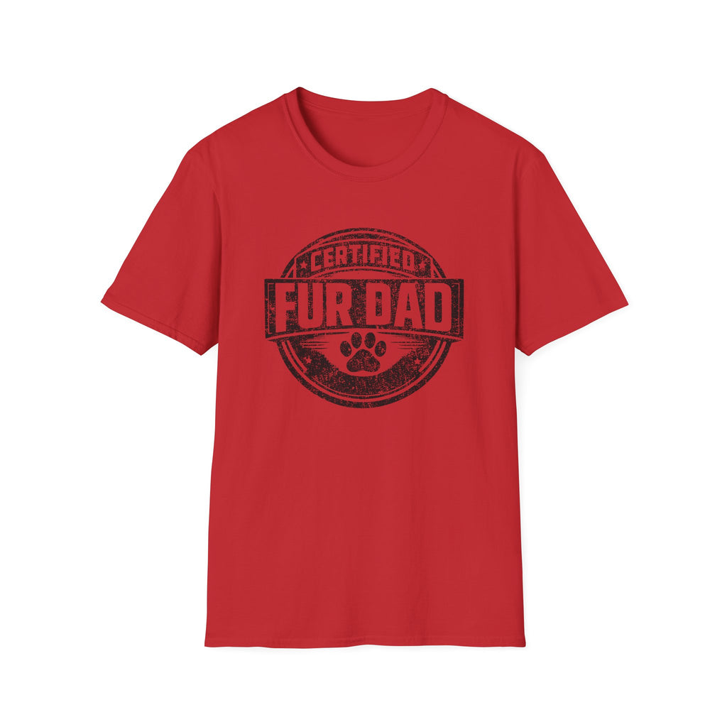 Certified Fur Dad T-Shirt — Distressed Graphic tee, Vintage Paw Print Design for Dog & Cat Fathers Mail Carriers
