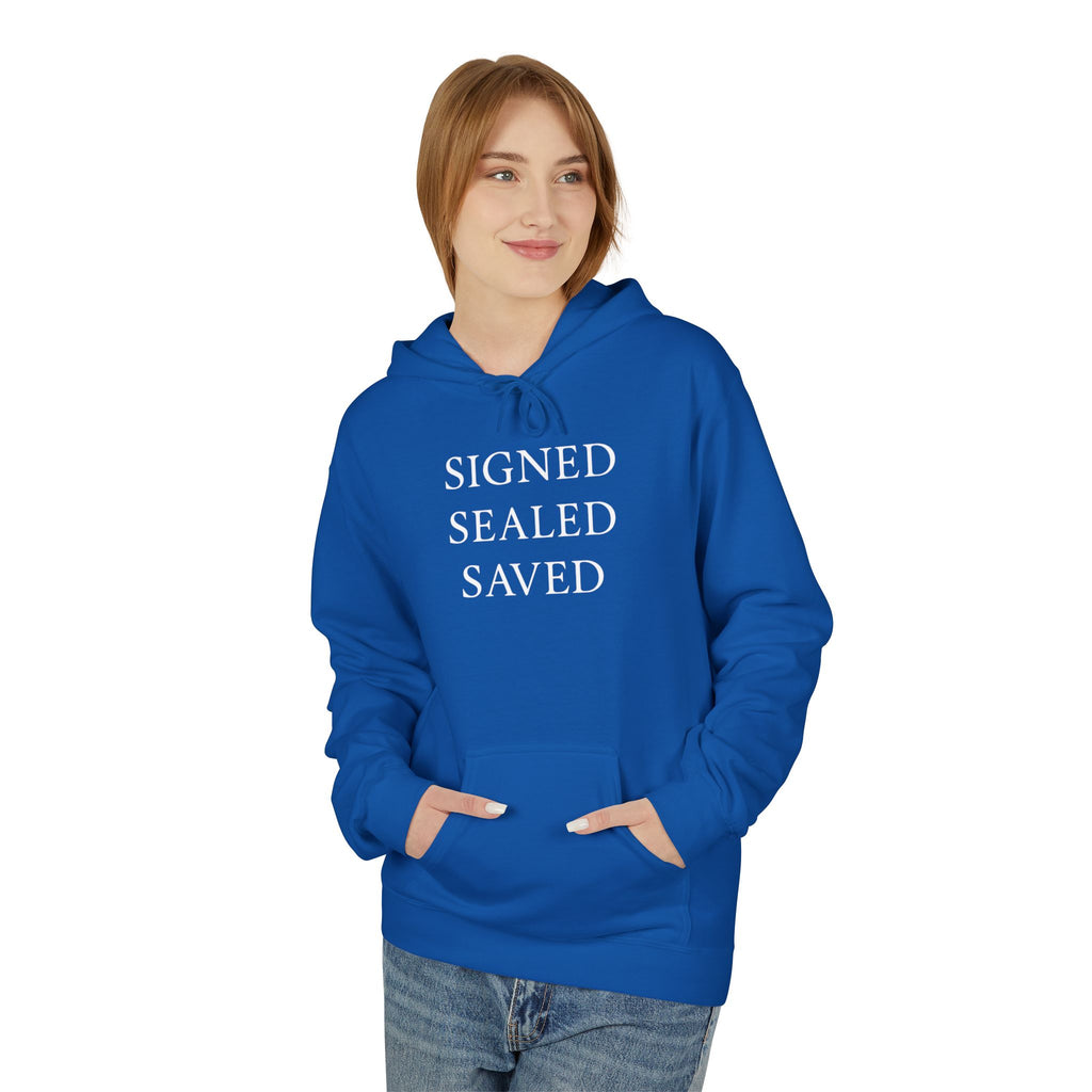 Signed Sealed Saved Fleece Hoodie for Everyday Comfort, Gifts For Postal Workers, Christian Hoody, Christian Sweatshirts.