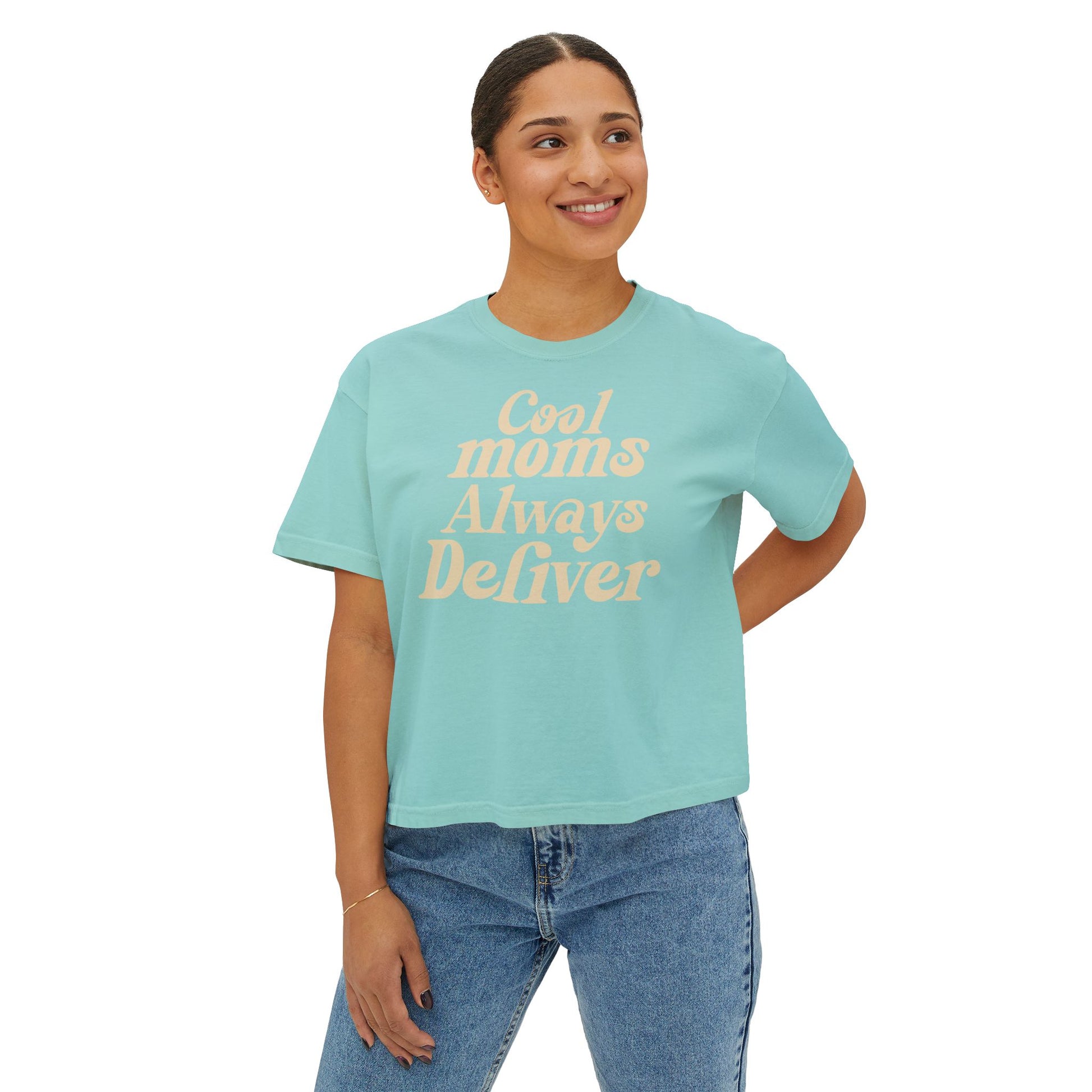 Cool Moms Always Deliver Boxy Tee – Funny Mail Worker Shirt, Postal Mom Gift, Cute Delivery Worker T-Shirt, Relaxed Fit Women’s Tee