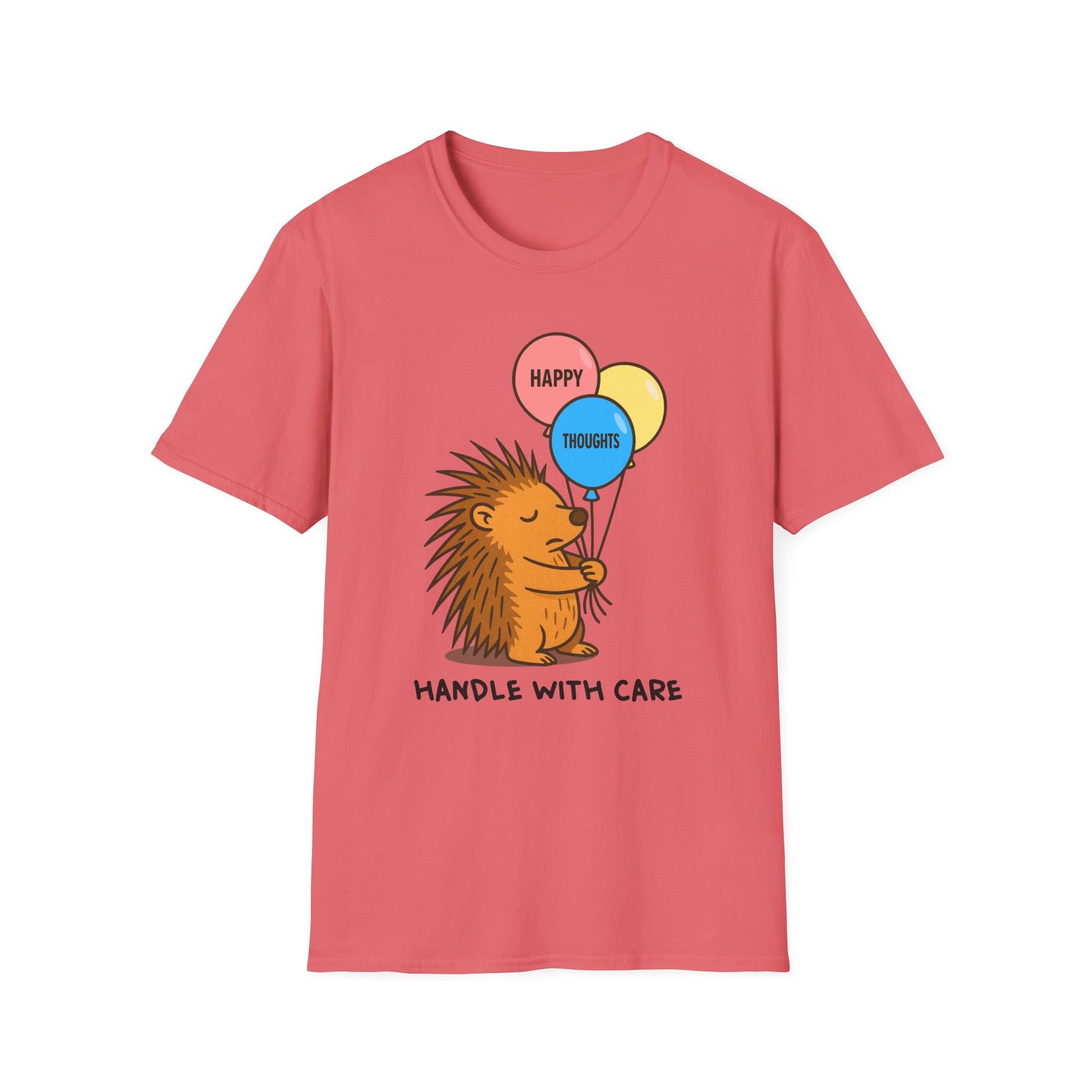 Happy Hedgehog T-Shirt, Cute Animal Tee, Unisex Softstyle Shirt, Gift for Postal Workers & Mail Carriers, Birthday Present, Casual Wear