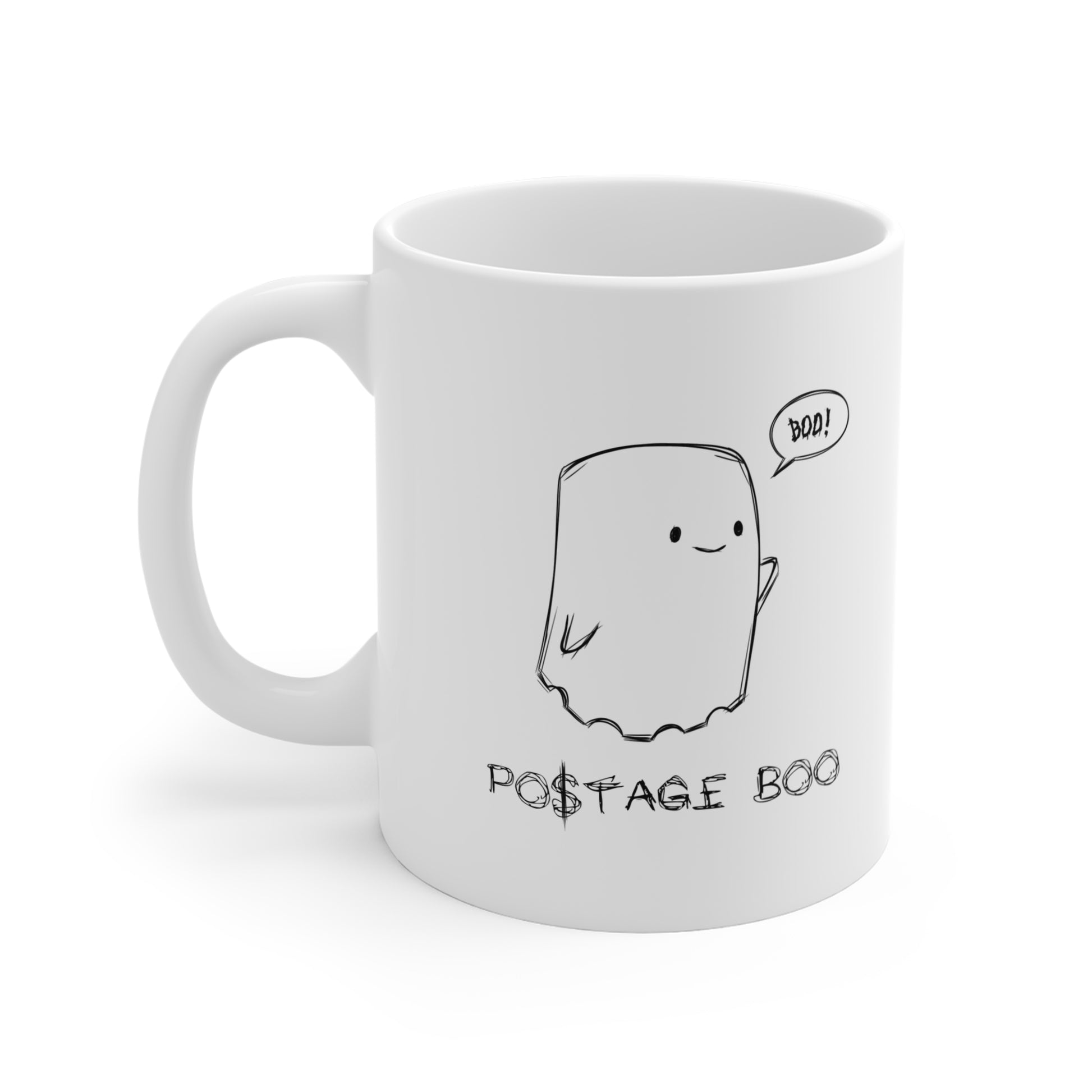 Cute Ghost Mug, Fun Coffee Cup for Halloween, Hand-Drawn Ghost Design, Quirky Gift for Spooky Lovers, Office Humor Mug