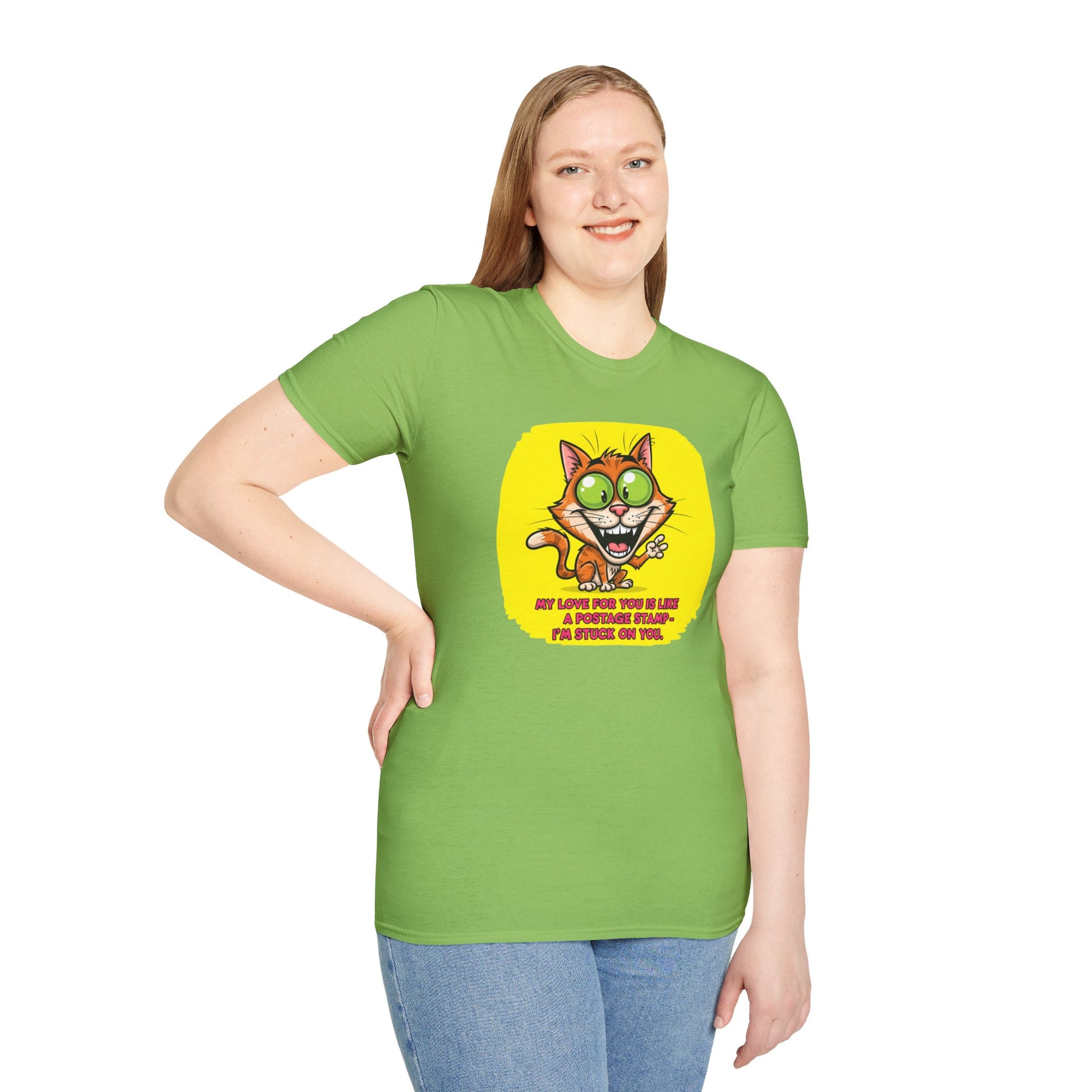 My Love For You Is Like- Funny graphic T-shirt for cat lovers with a touch of postal humor