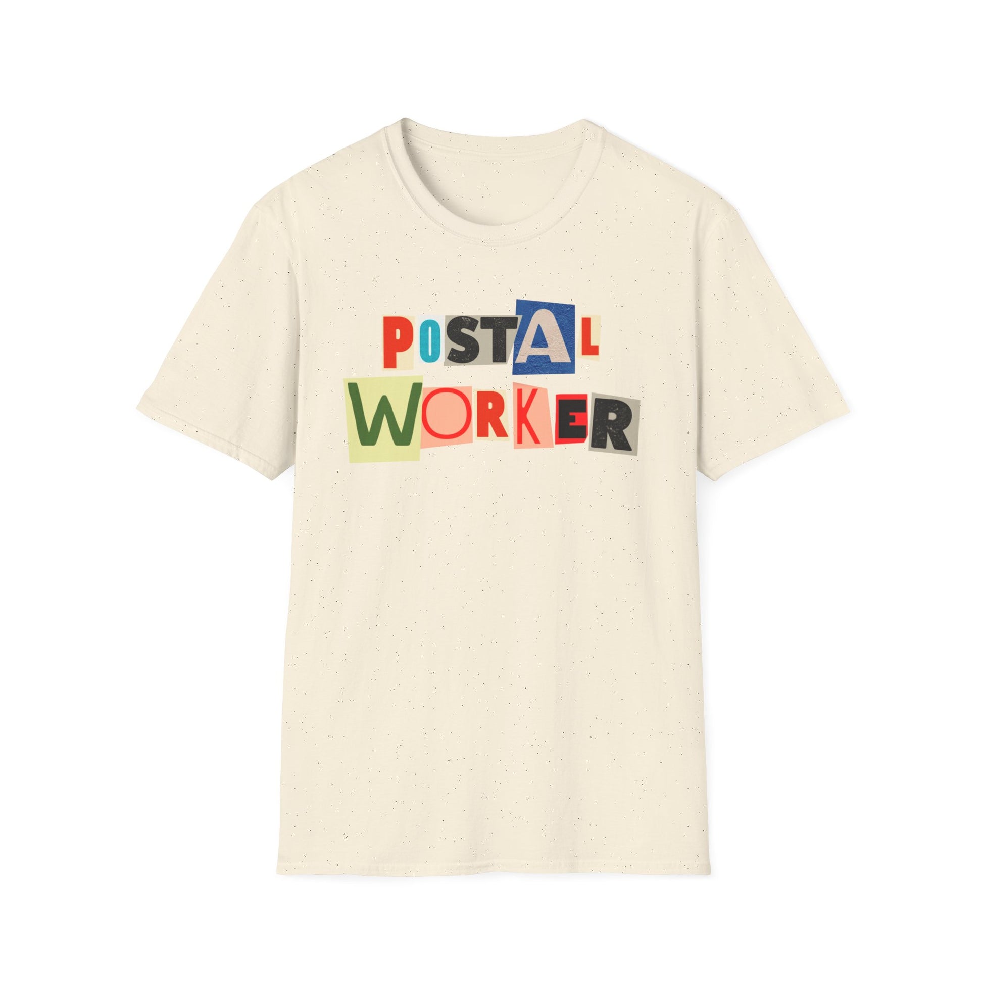 Postal Worker Graphic T-Shirt — Colorful ransom note style graphic tees for postal workers
